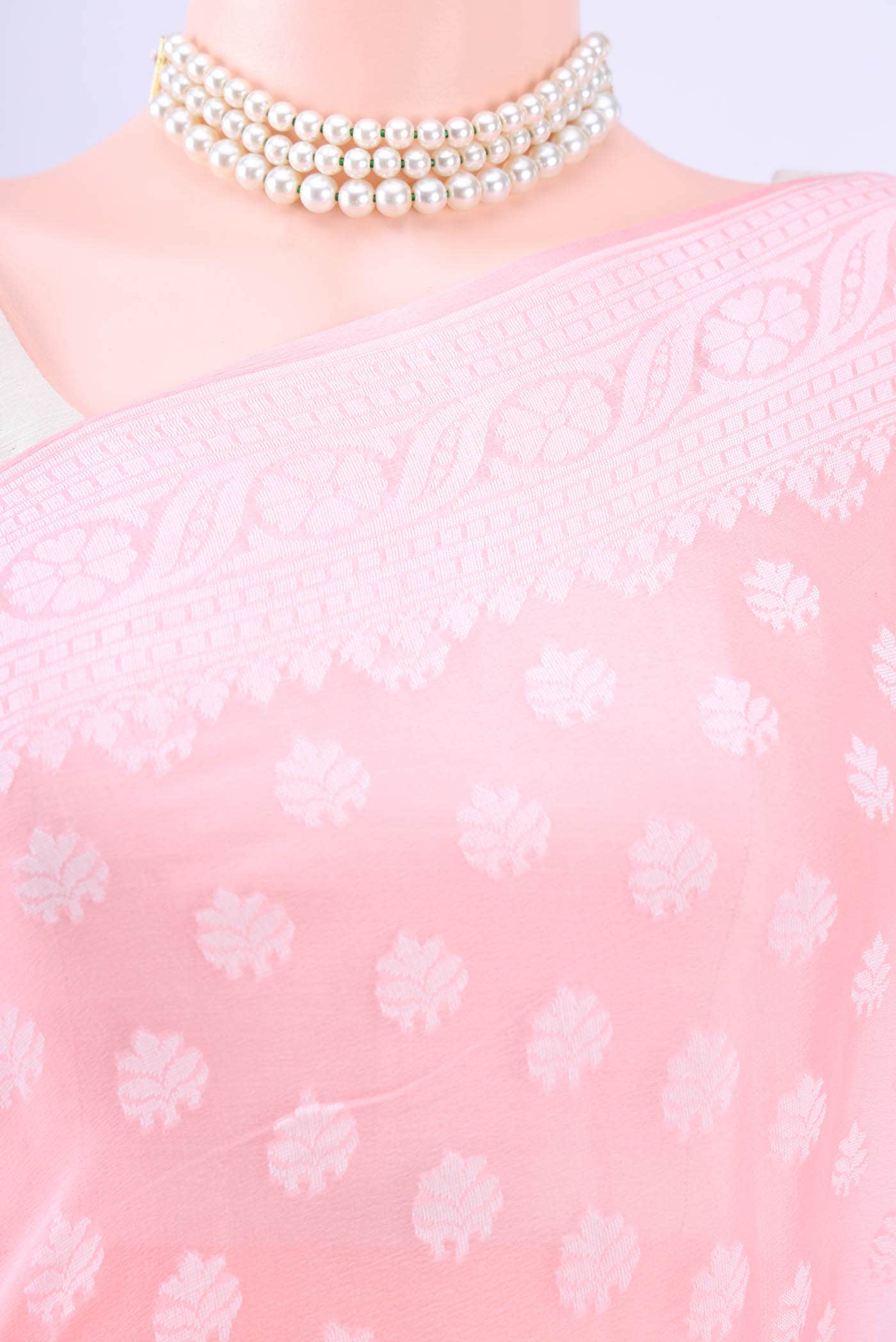 Peach Banarasi Georgette Saree