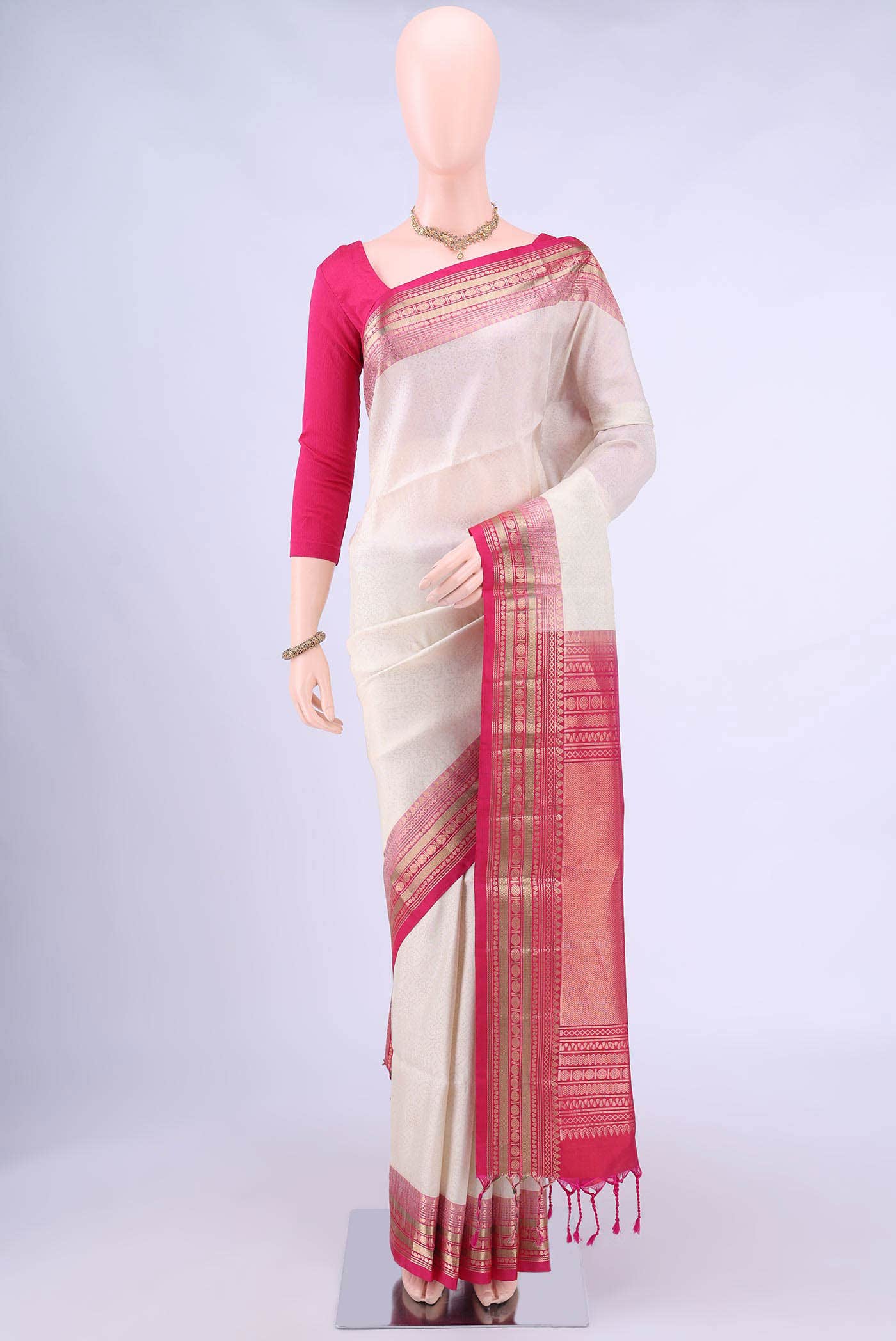 Off White Soft Silk Saree
