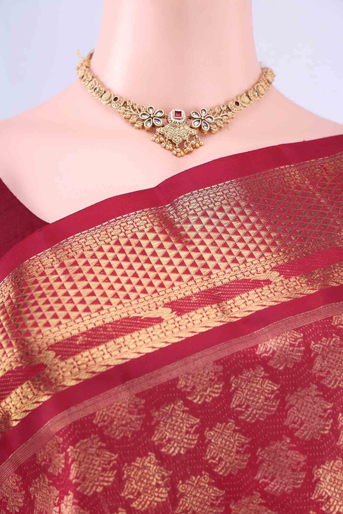 Maroon Kanchipuram Silk Saree