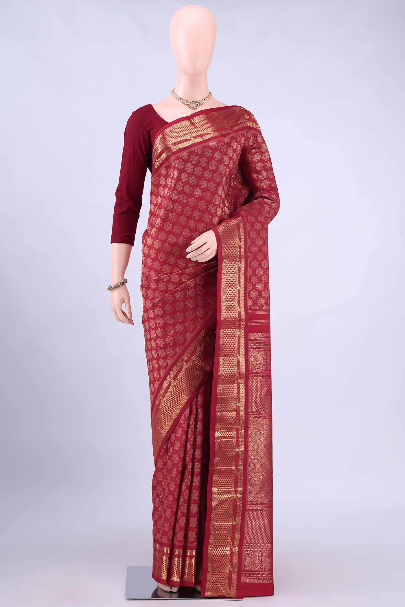 Maroon Kanchipuram Silk Saree