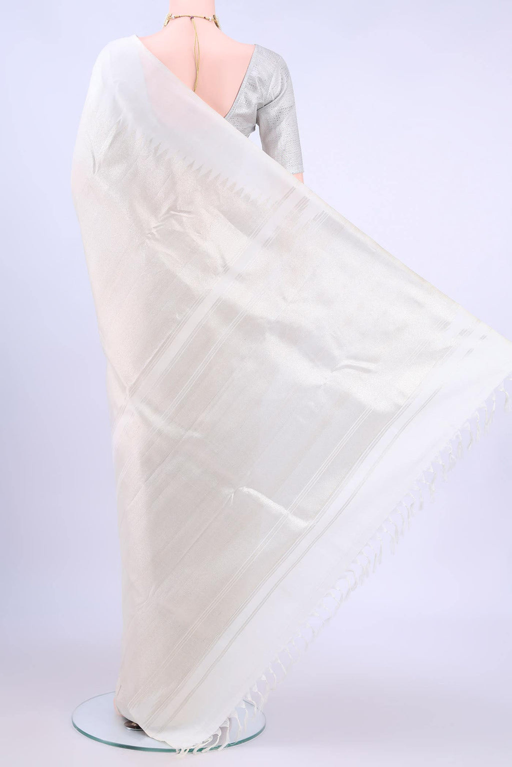 Off White Kanchipuram Silk Saree