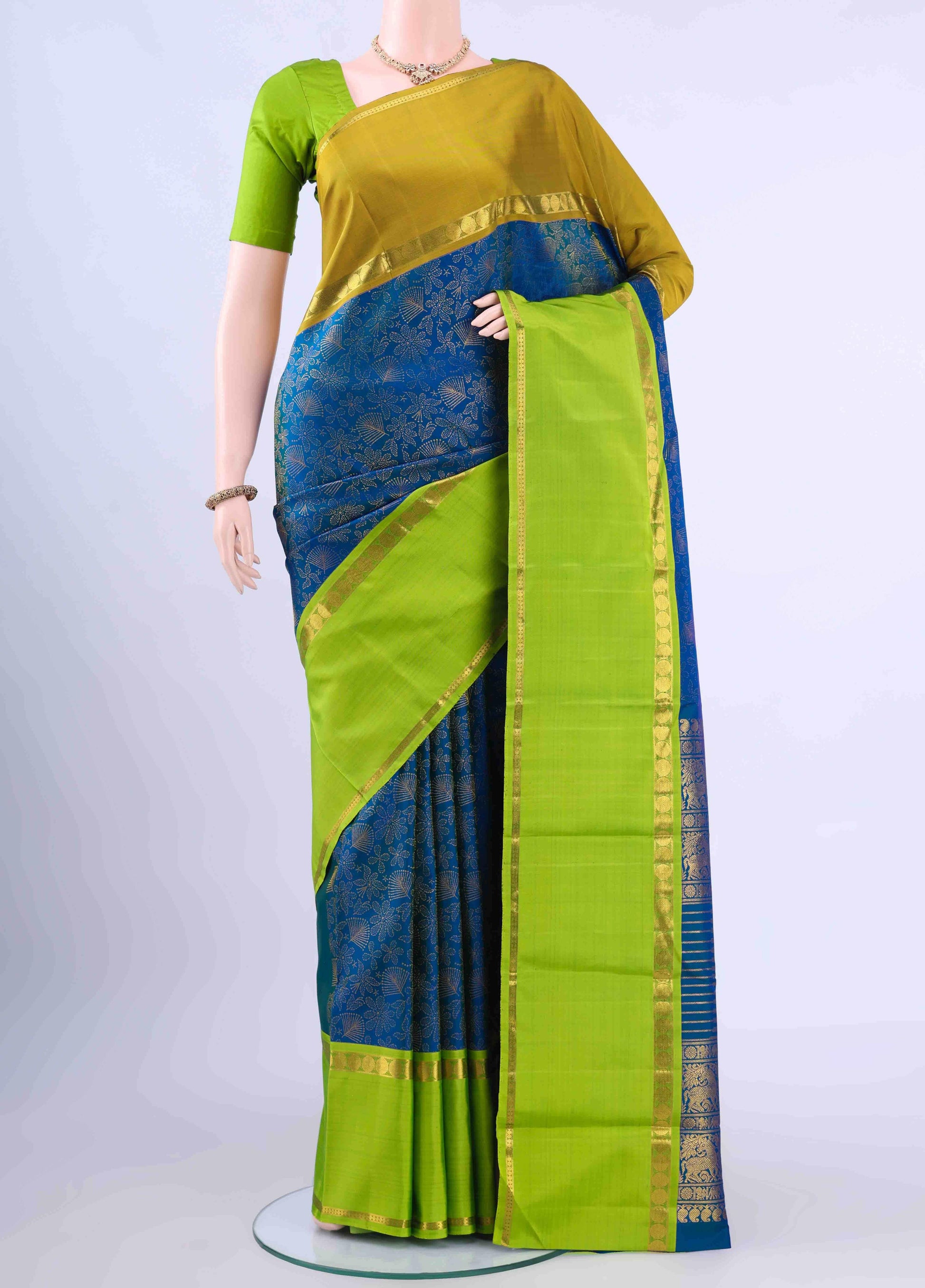 Blue Dual Tone Kanchipuram Silk Saree