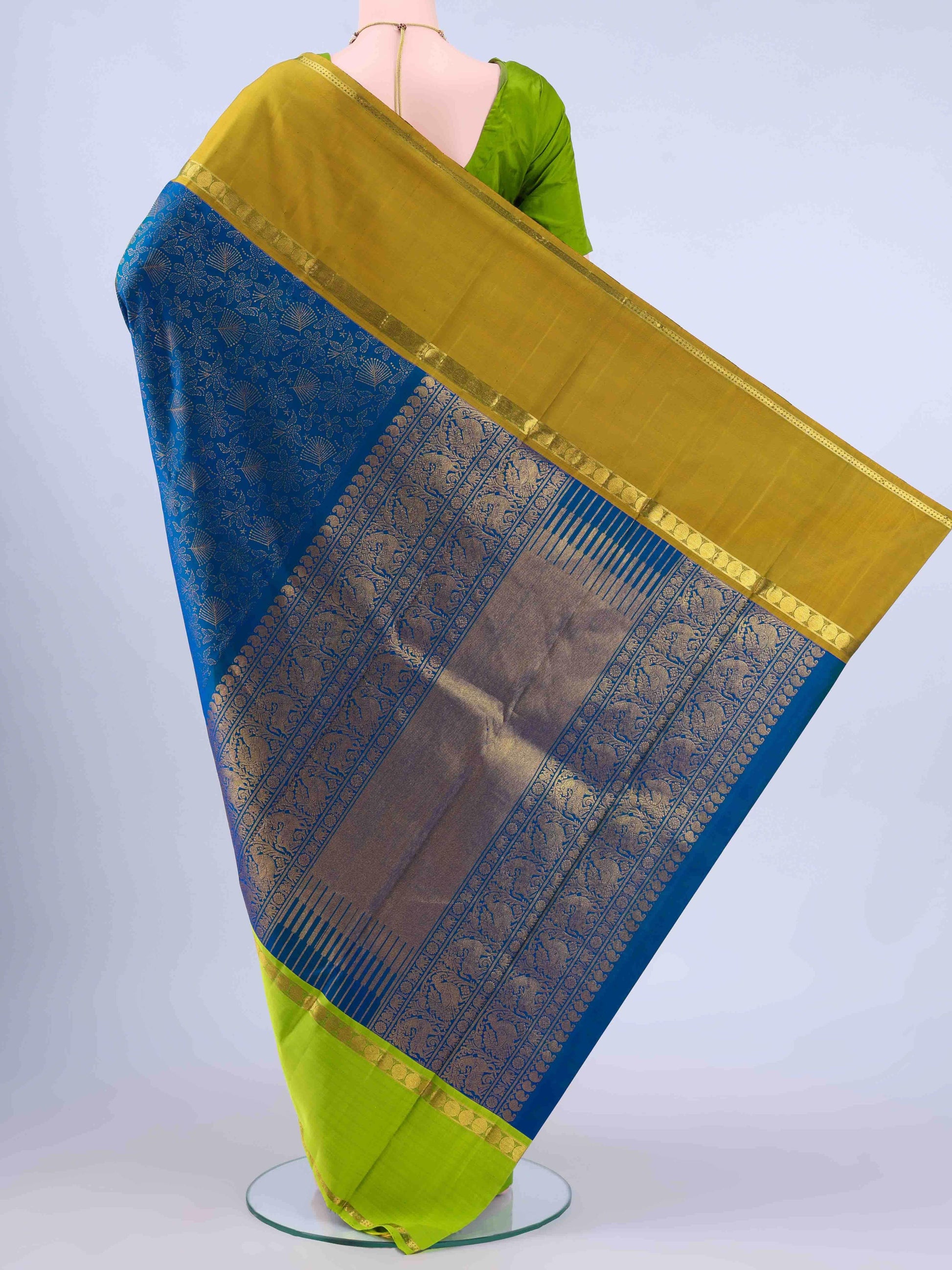 Blue Dual Tone Kanchipuram Silk Saree