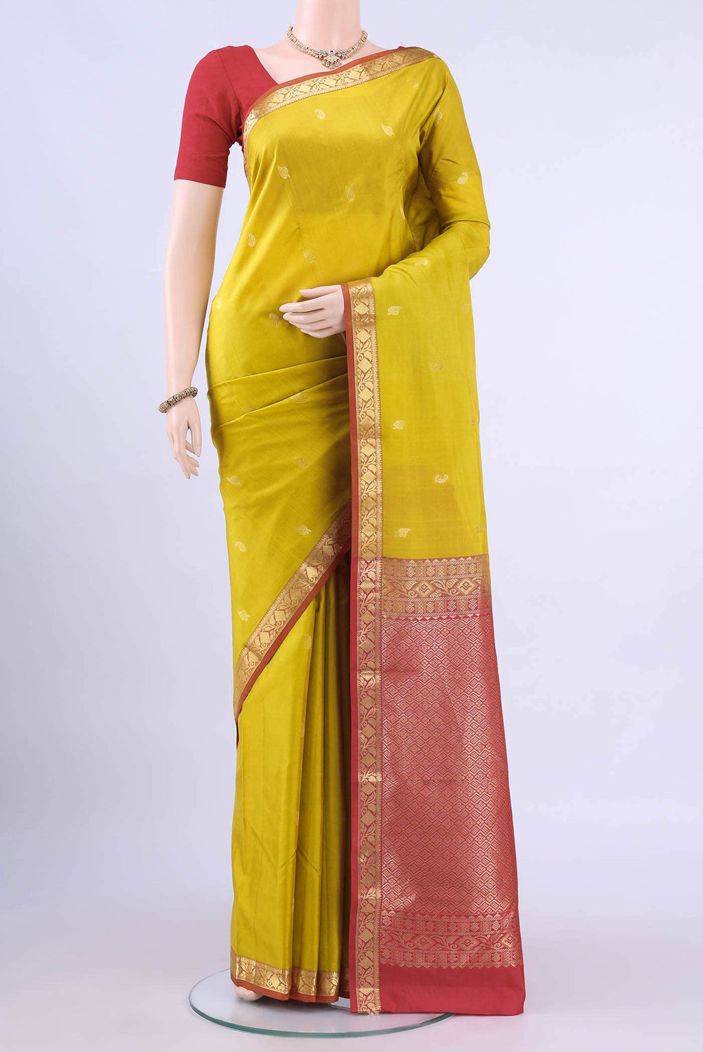 Parrot Green Nangavalli Silk [ Salem ] Saree