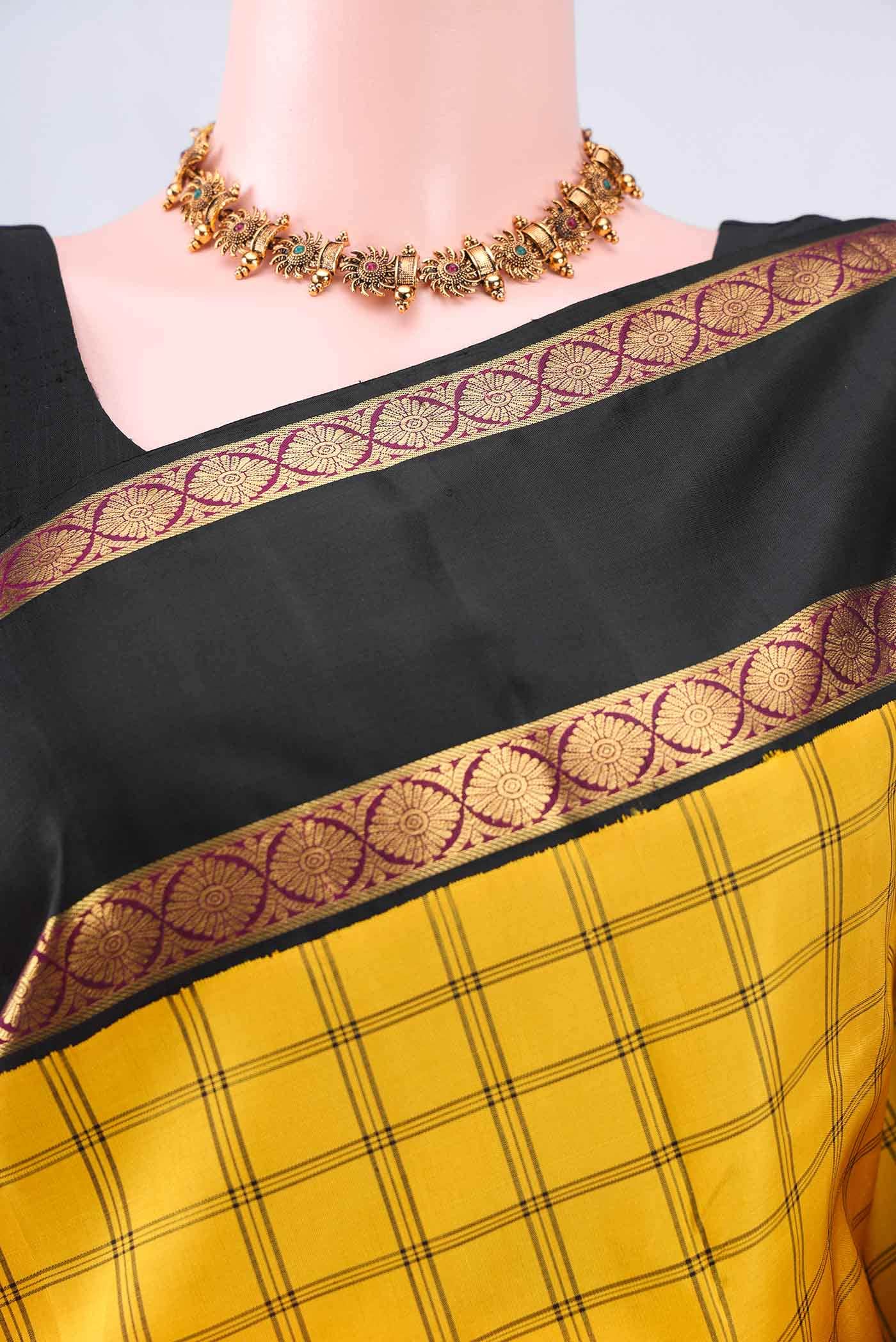 Lemon Yellow Kanchipuram Silk Saree