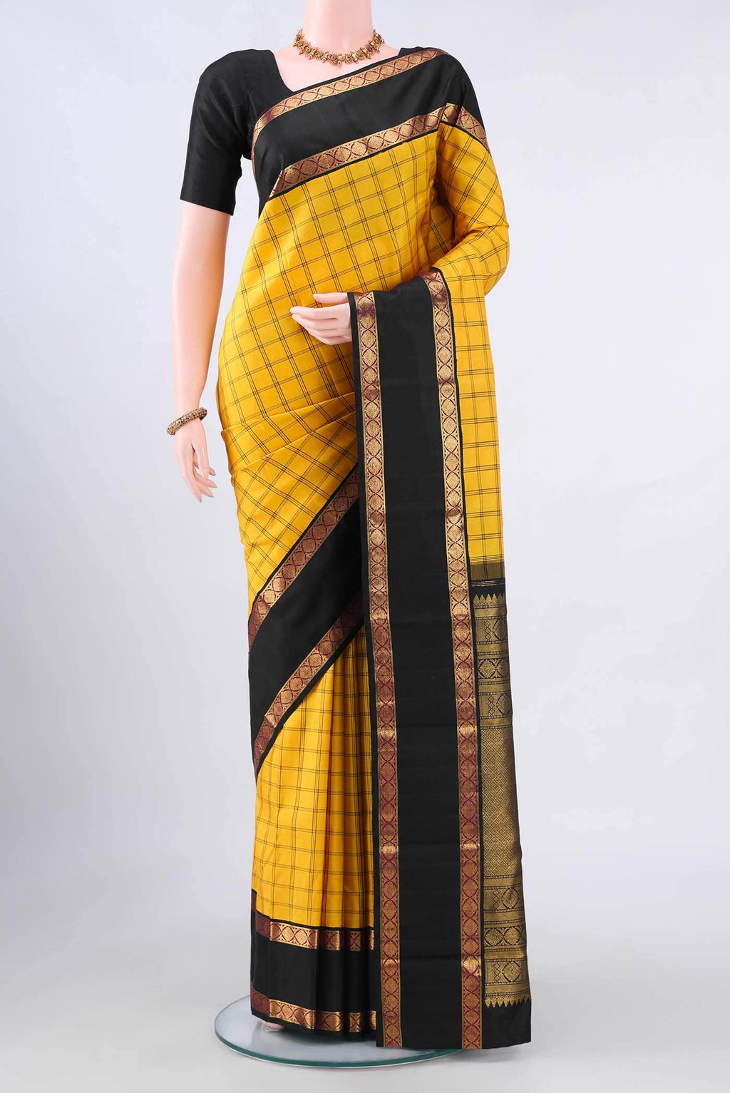 Lemon Yellow Kanchipuram Silk Saree