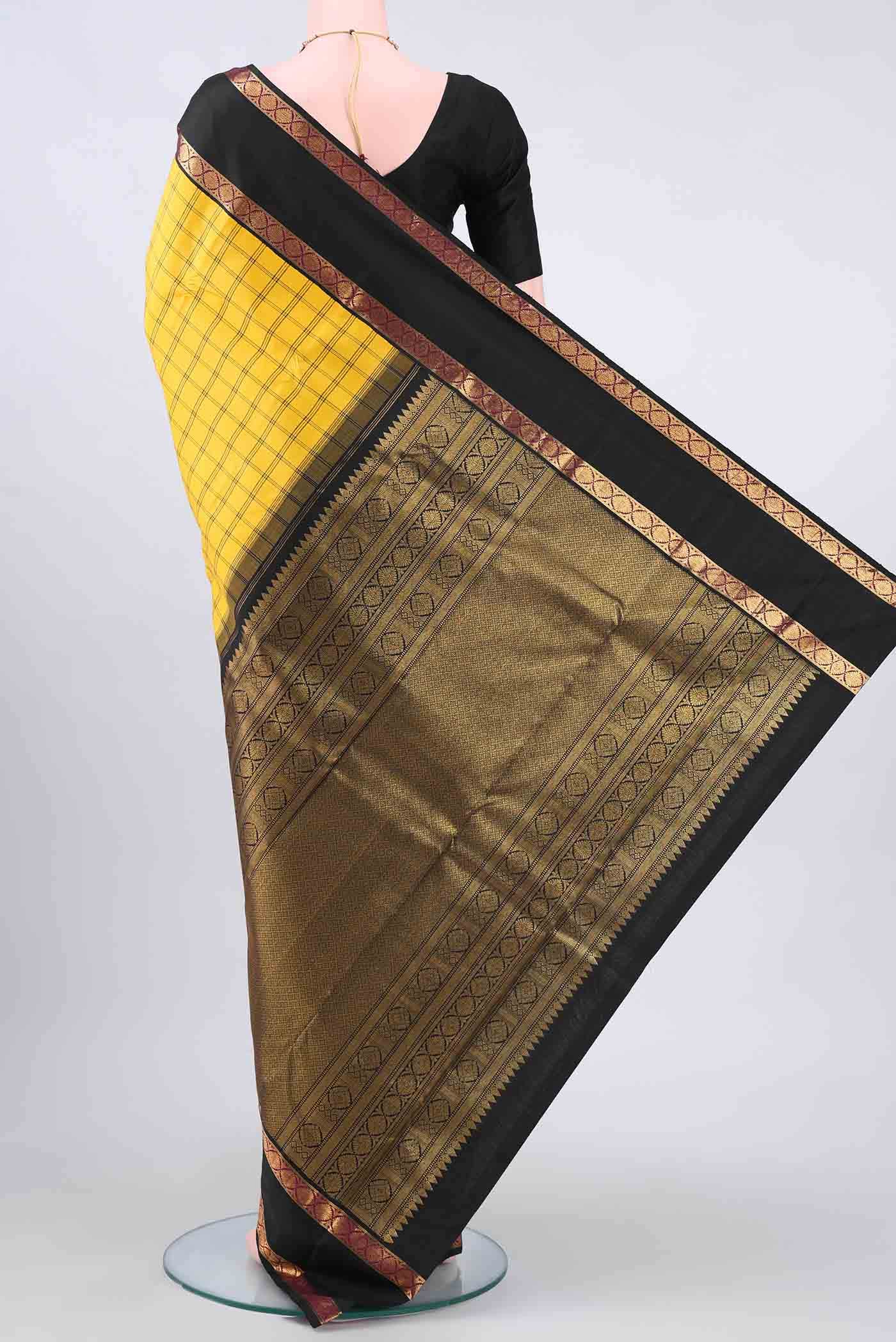 Lemon Yellow Kanchipuram Silk Saree