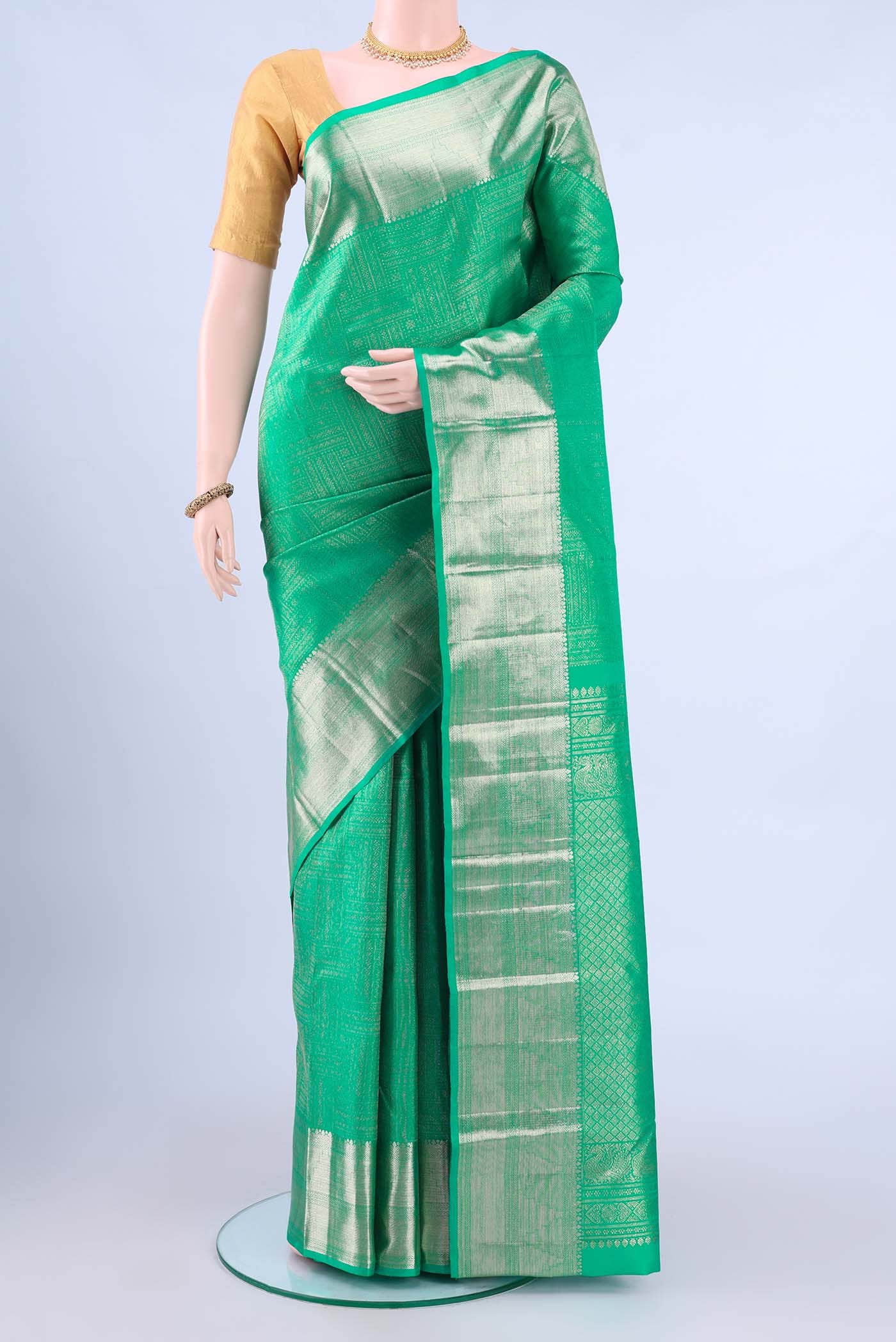 Turquoise Kanchipuram Saree