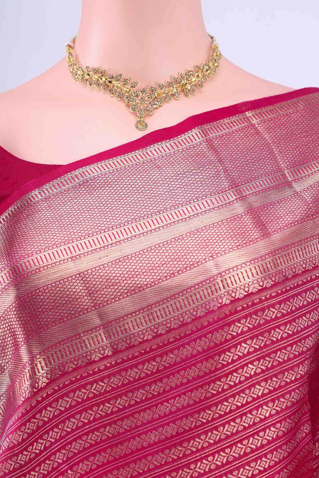 Pure Silk Pure Zari Rani Pink Kanchipuram Saree