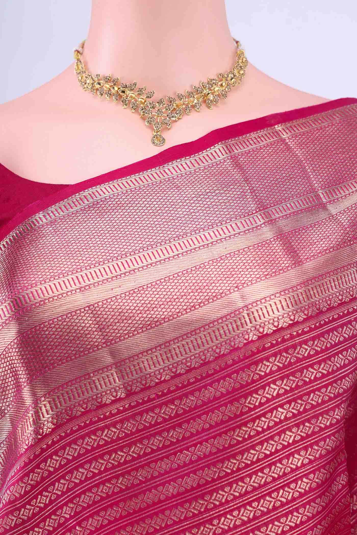 Pure Silk Pure Zari Rani Pink Kanchipuram Saree