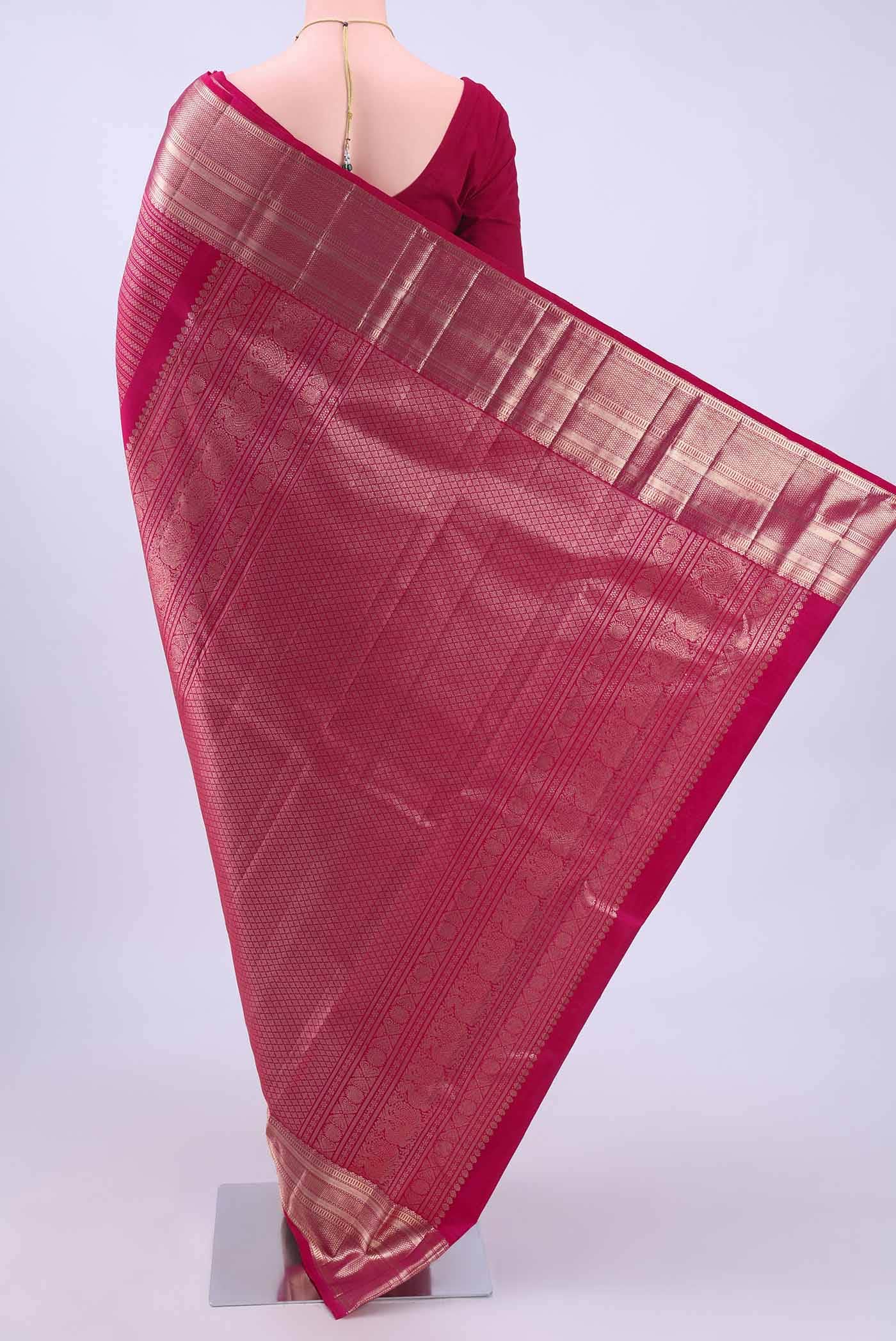 Pure Silk Pure Zari Rani Pink Kanchipuram Saree
