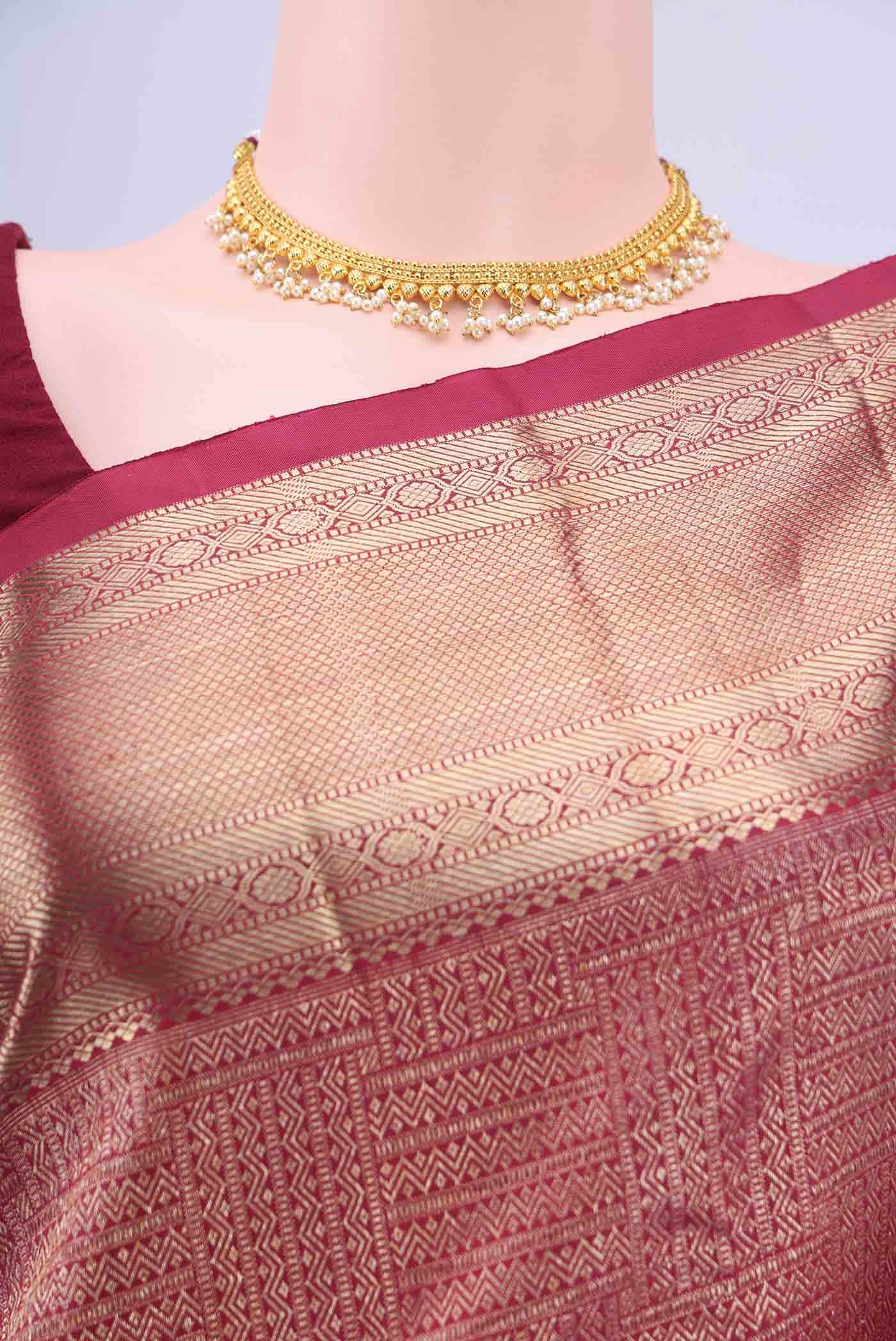 Pure Silk Pure Zari Maroon Kanchipuram Saree