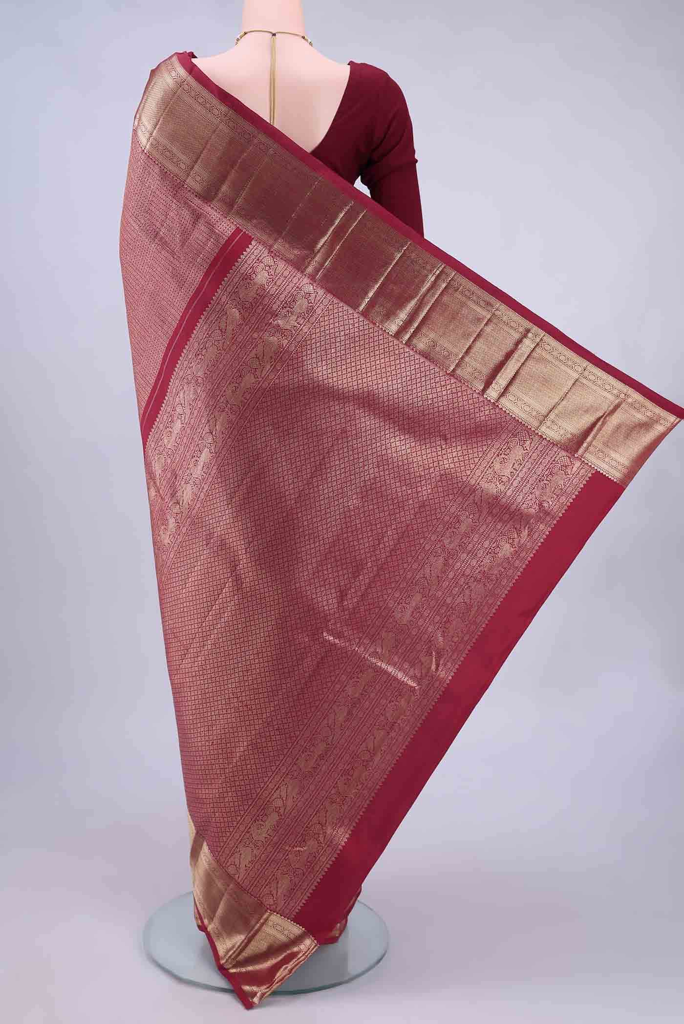 Pure Silk Pure Zari Maroon Kanchipuram Saree
