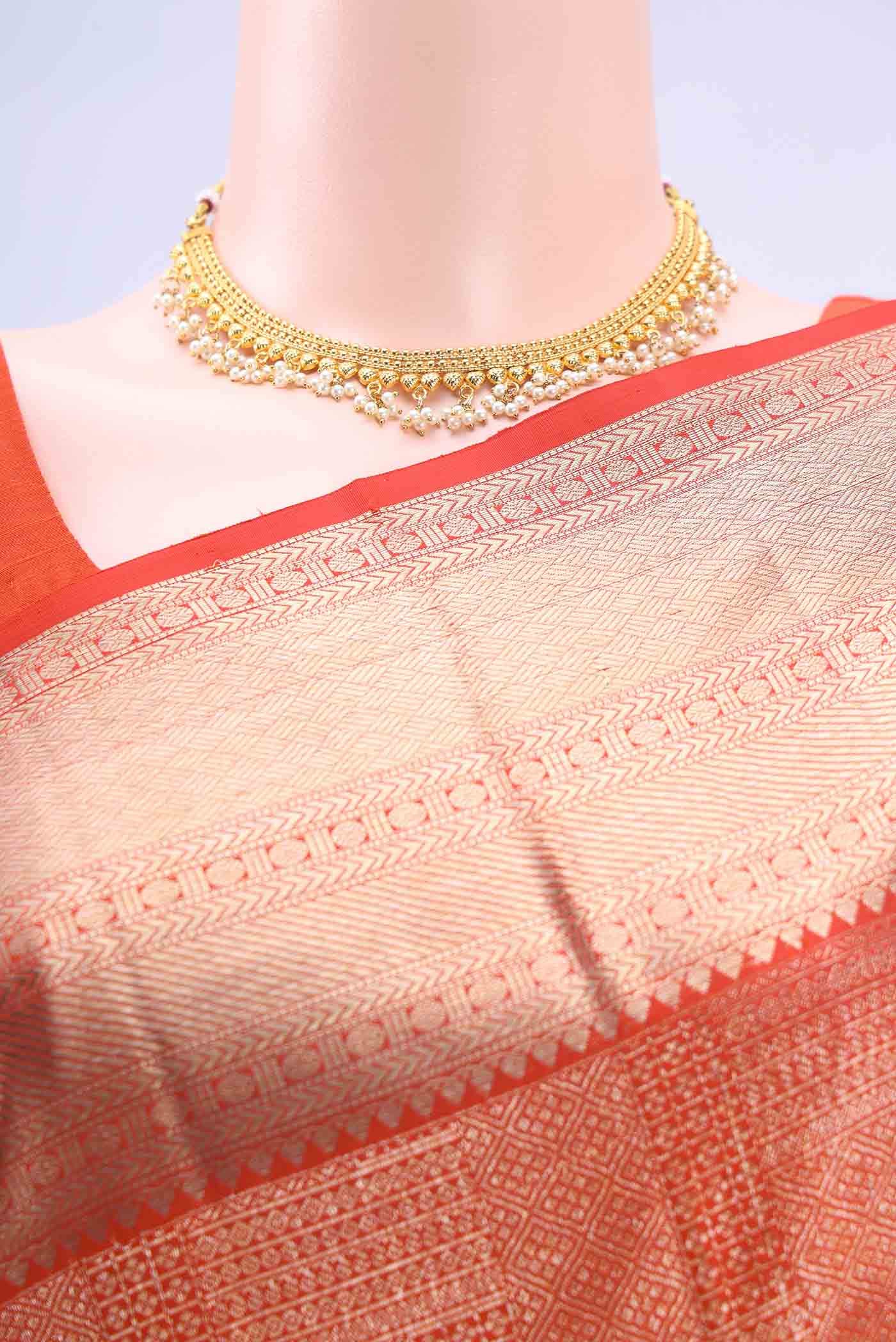 Pure Silk Pure Zari Imperial Red Kanchipuram Saree