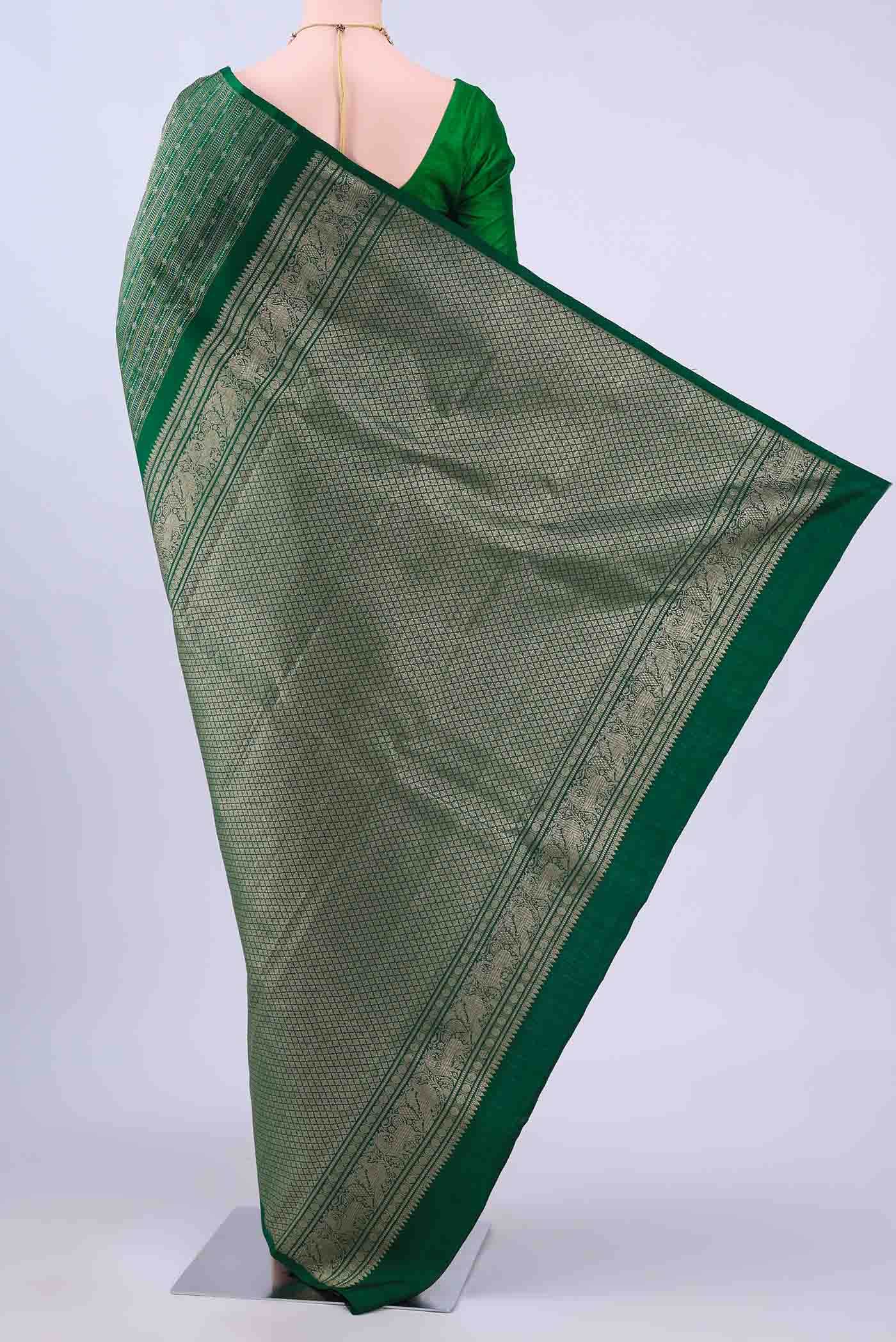 Bottle Green Kanchipuram Silk Saree