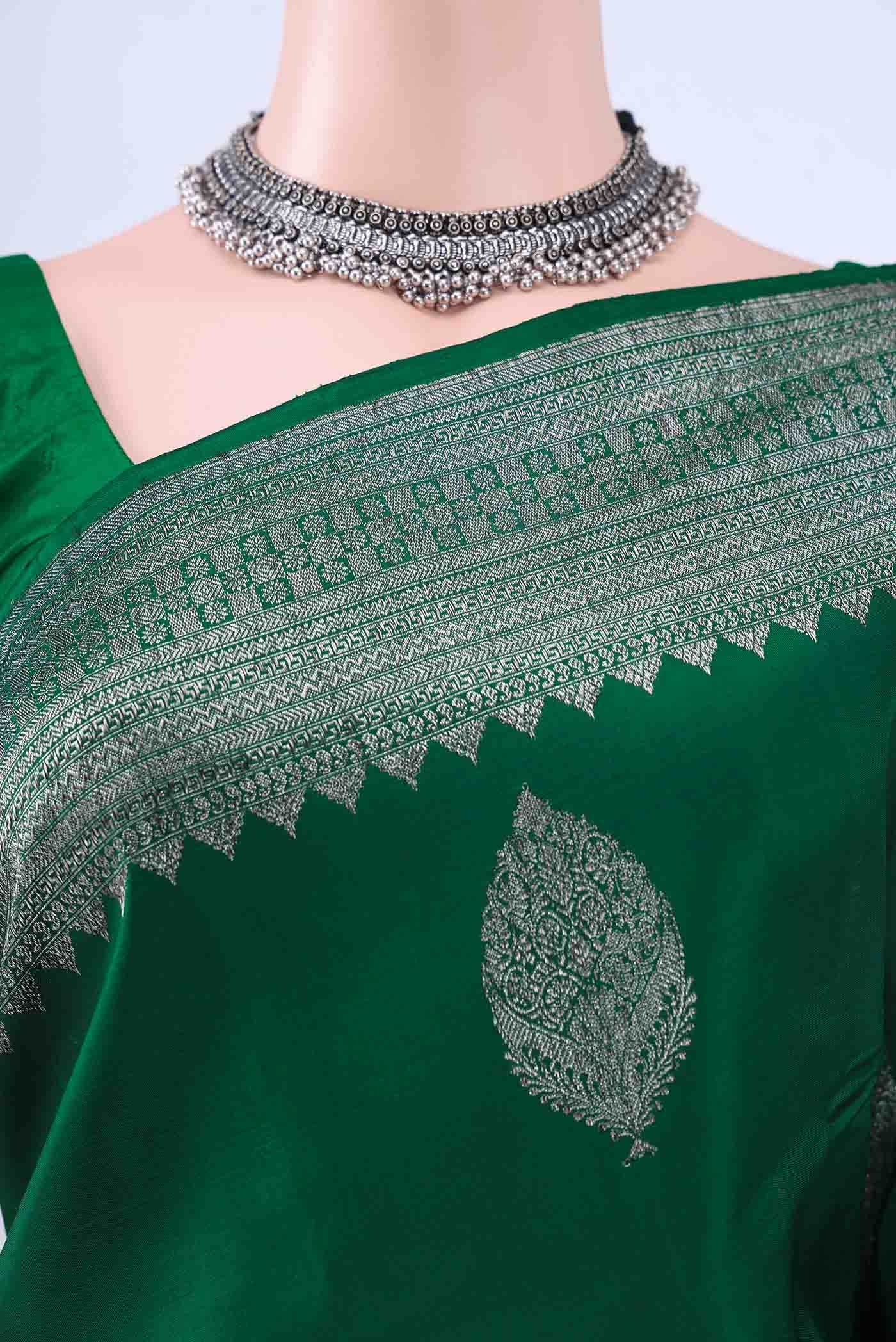 Bottle Green Kanchipuram Saree