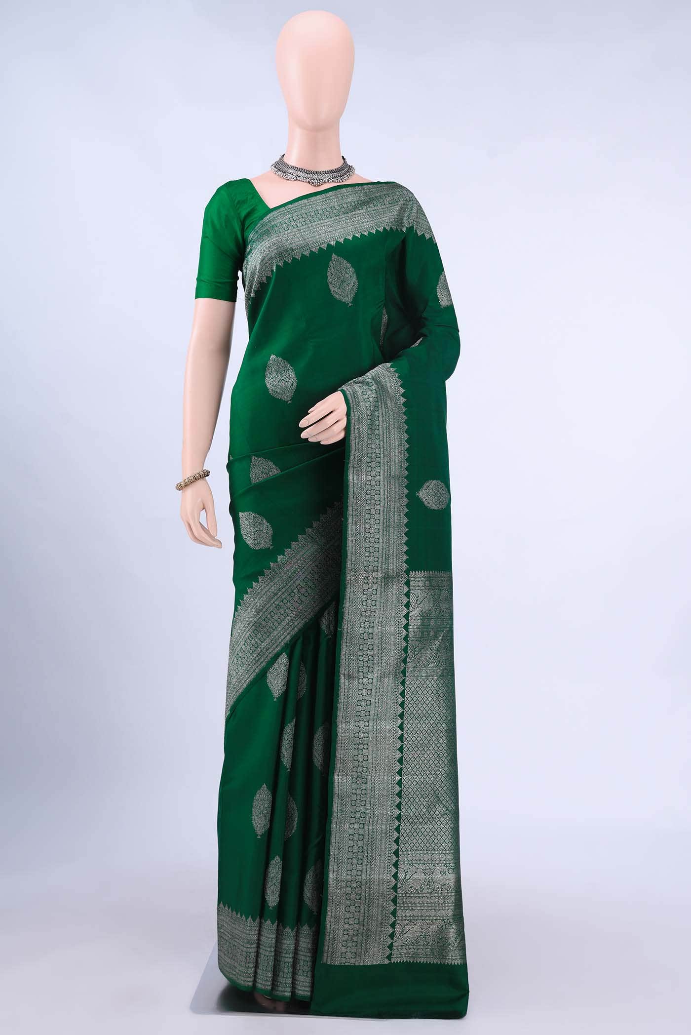 Bottle Green Kanchipuram Saree