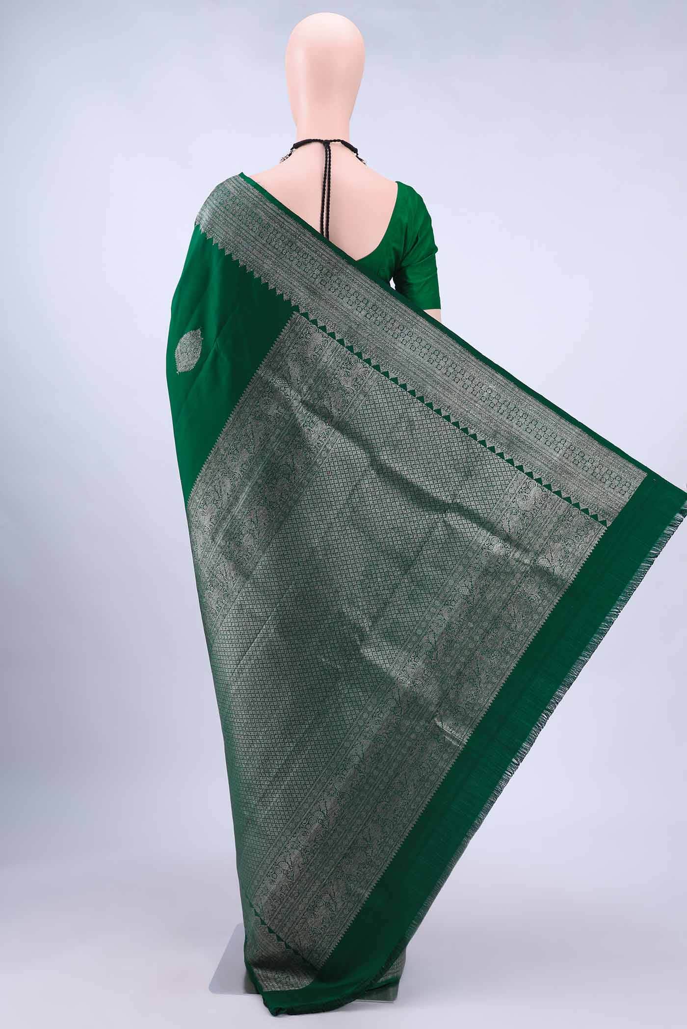 Bottle Green Kanchipuram Saree