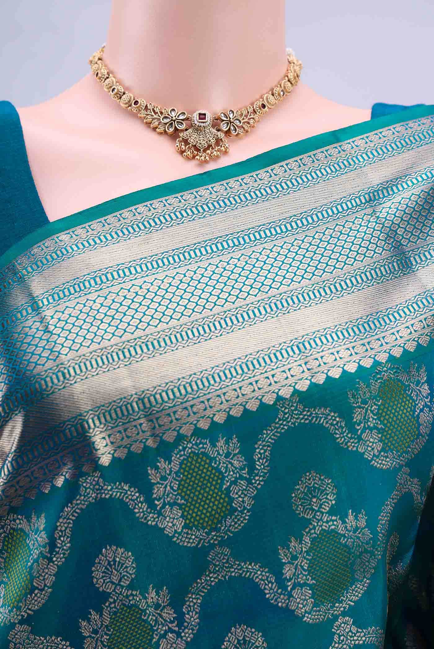 Dark Blue Dual Tone Kanchipuram Saree