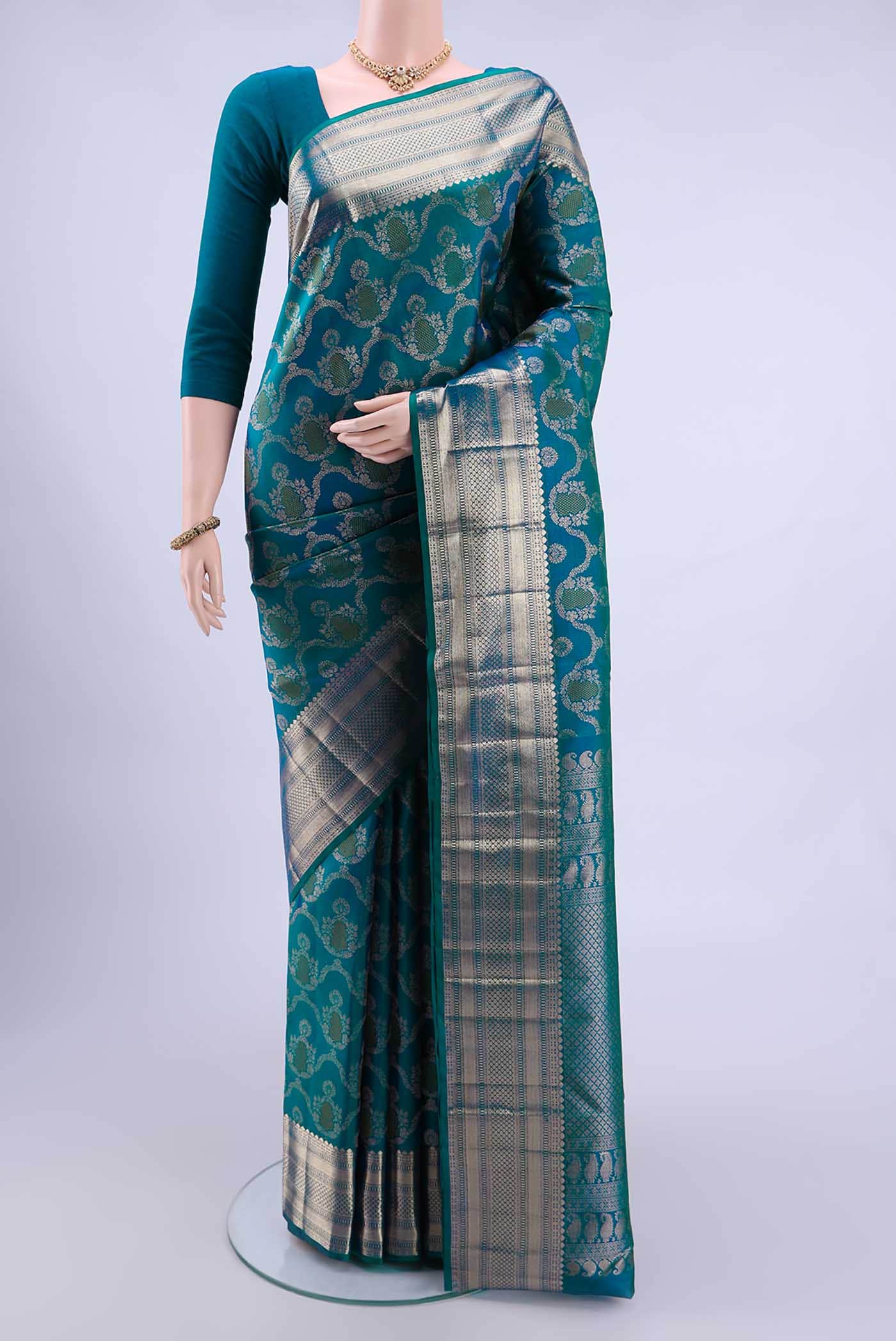 Dark Blue Dual Tone Kanchipuram Saree