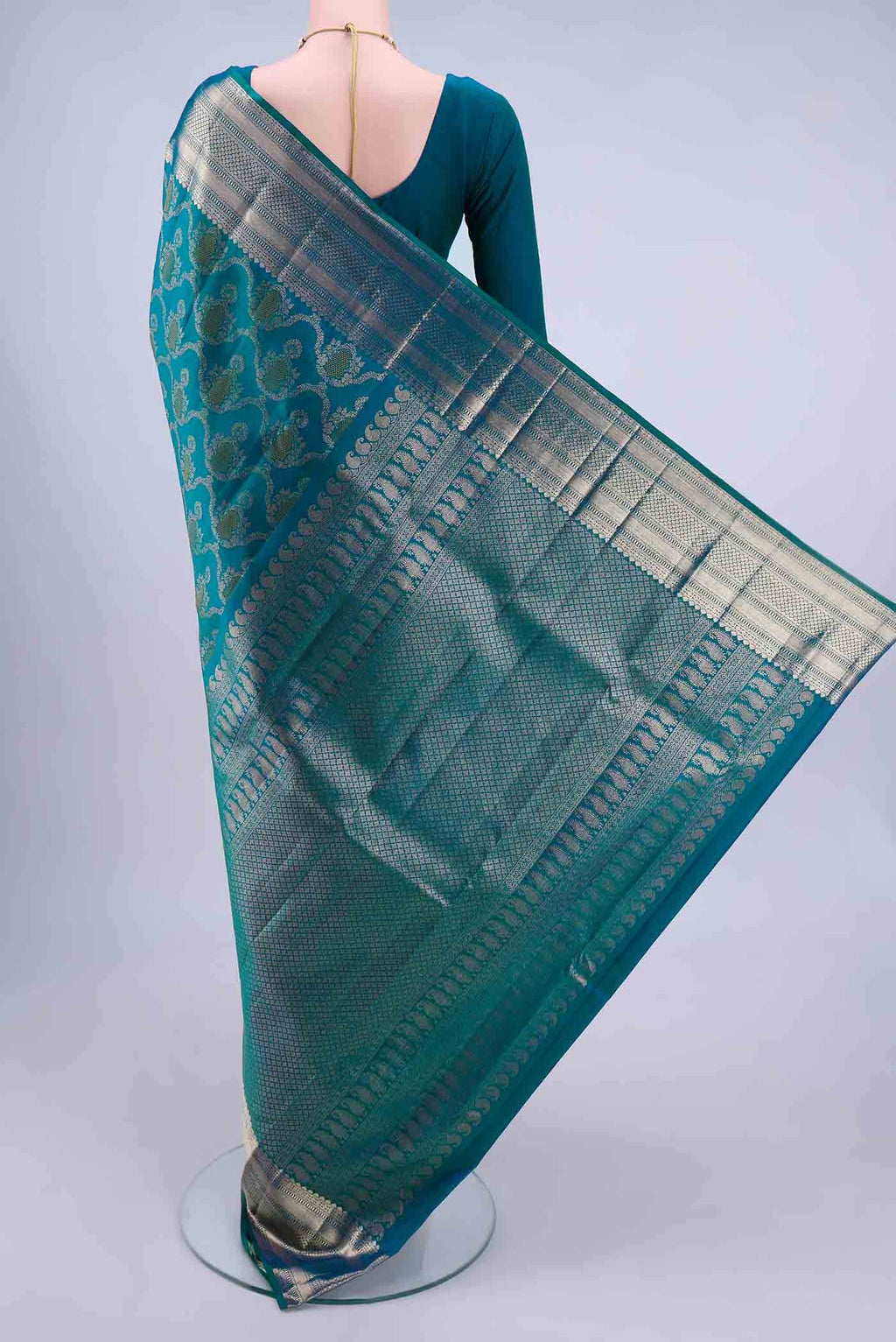 Dark Blue Dual Tone Kanchipuram Saree