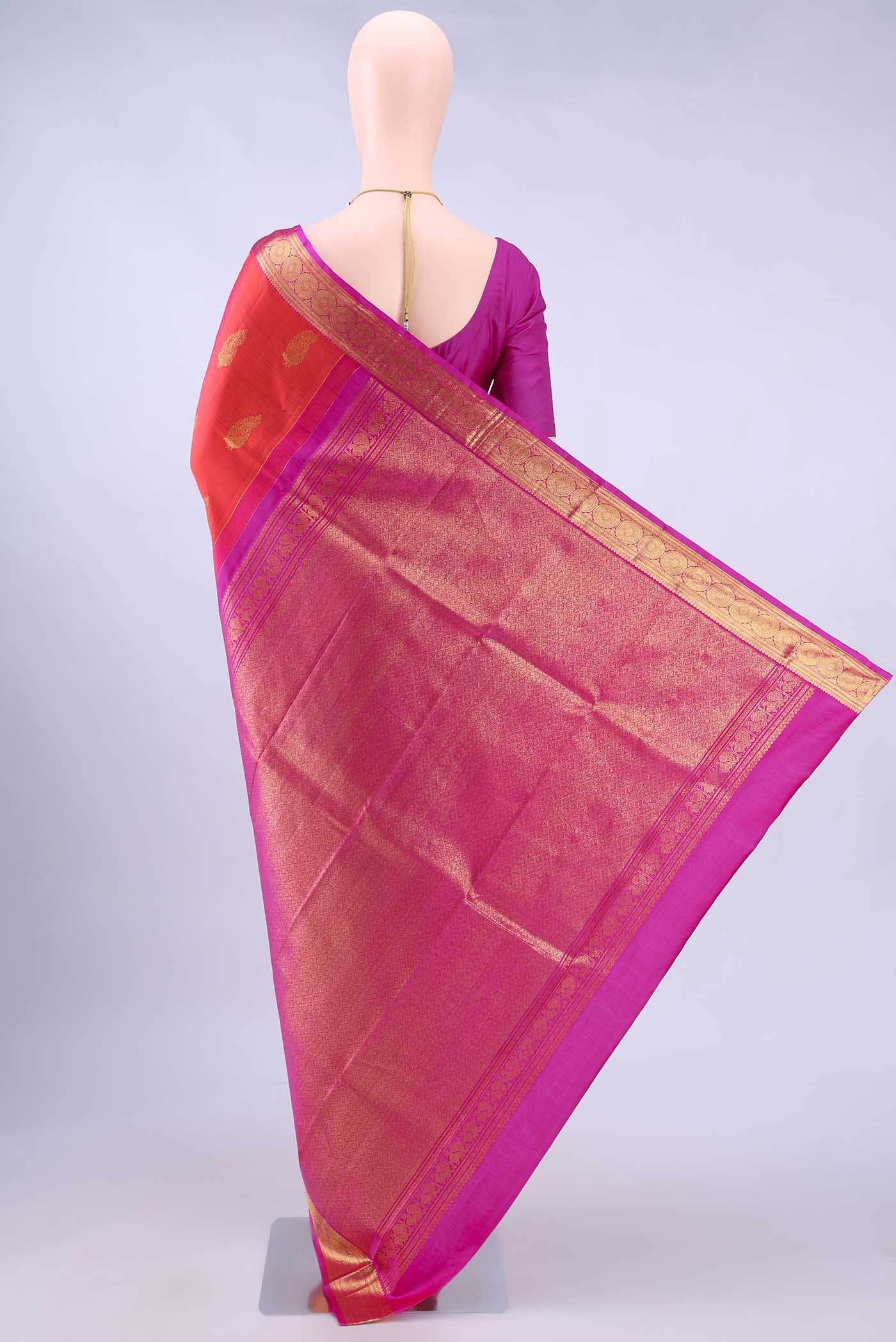 Brick Orange Kanchipuram Saree
