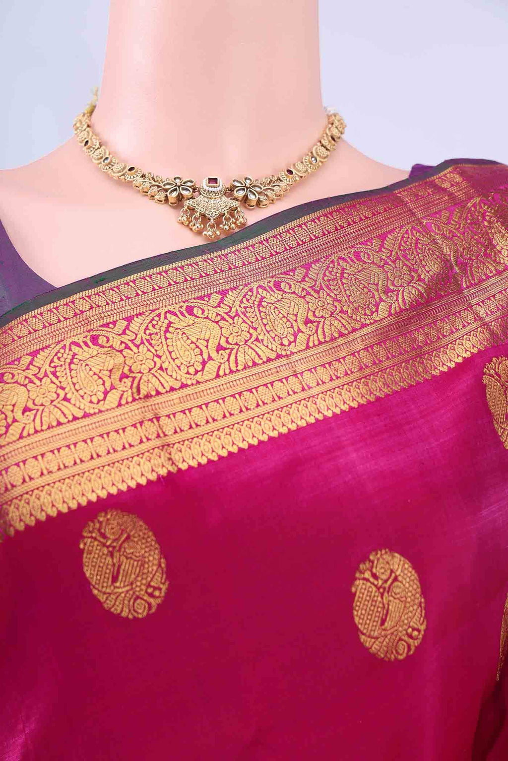 Dark Pink Kanchipuram Silk Saree