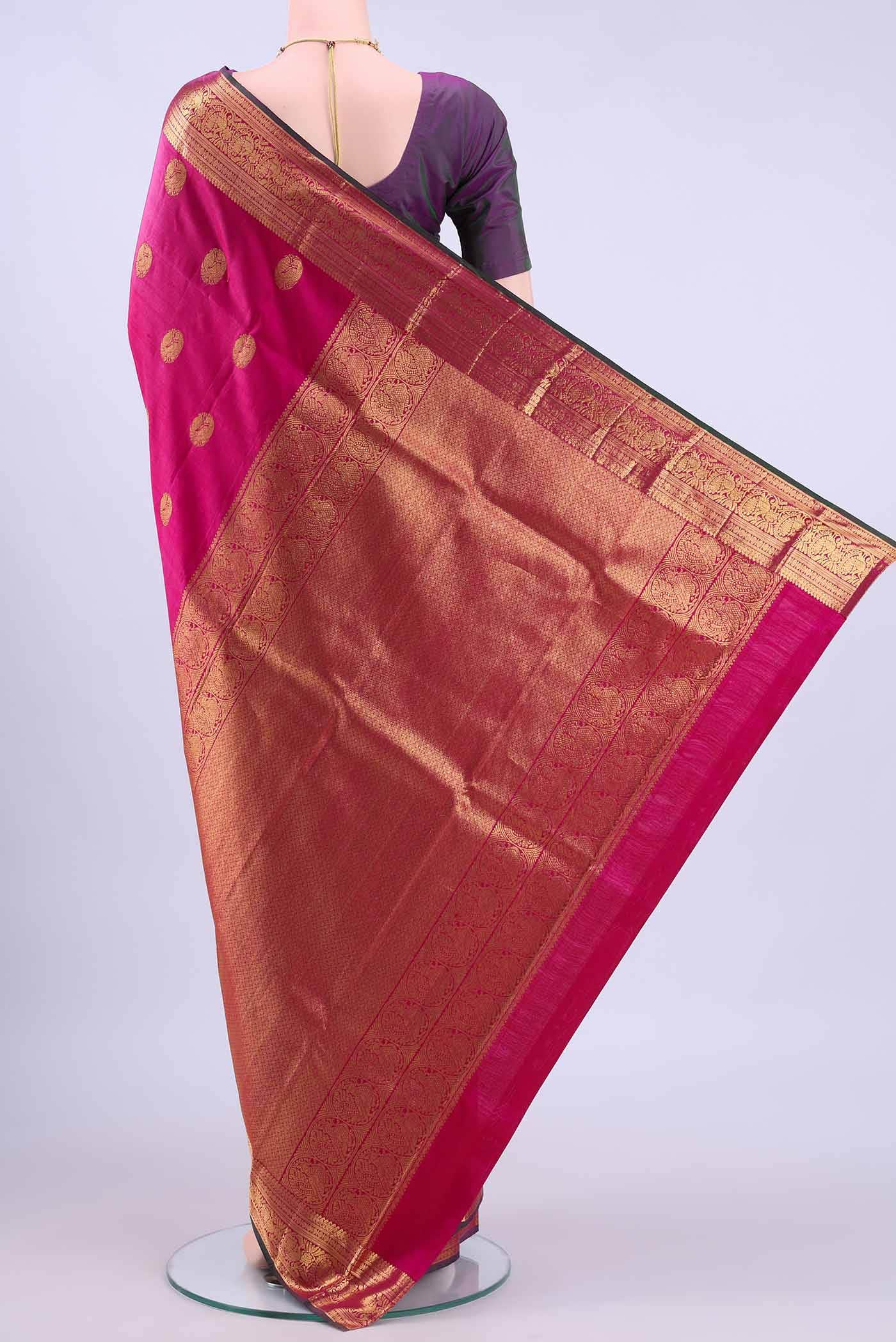Dark Pink Kanchipuram Silk Saree