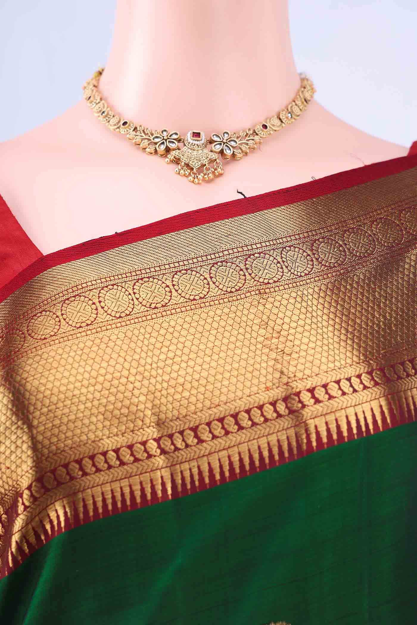 Bottle Green Kanchipuram Saree