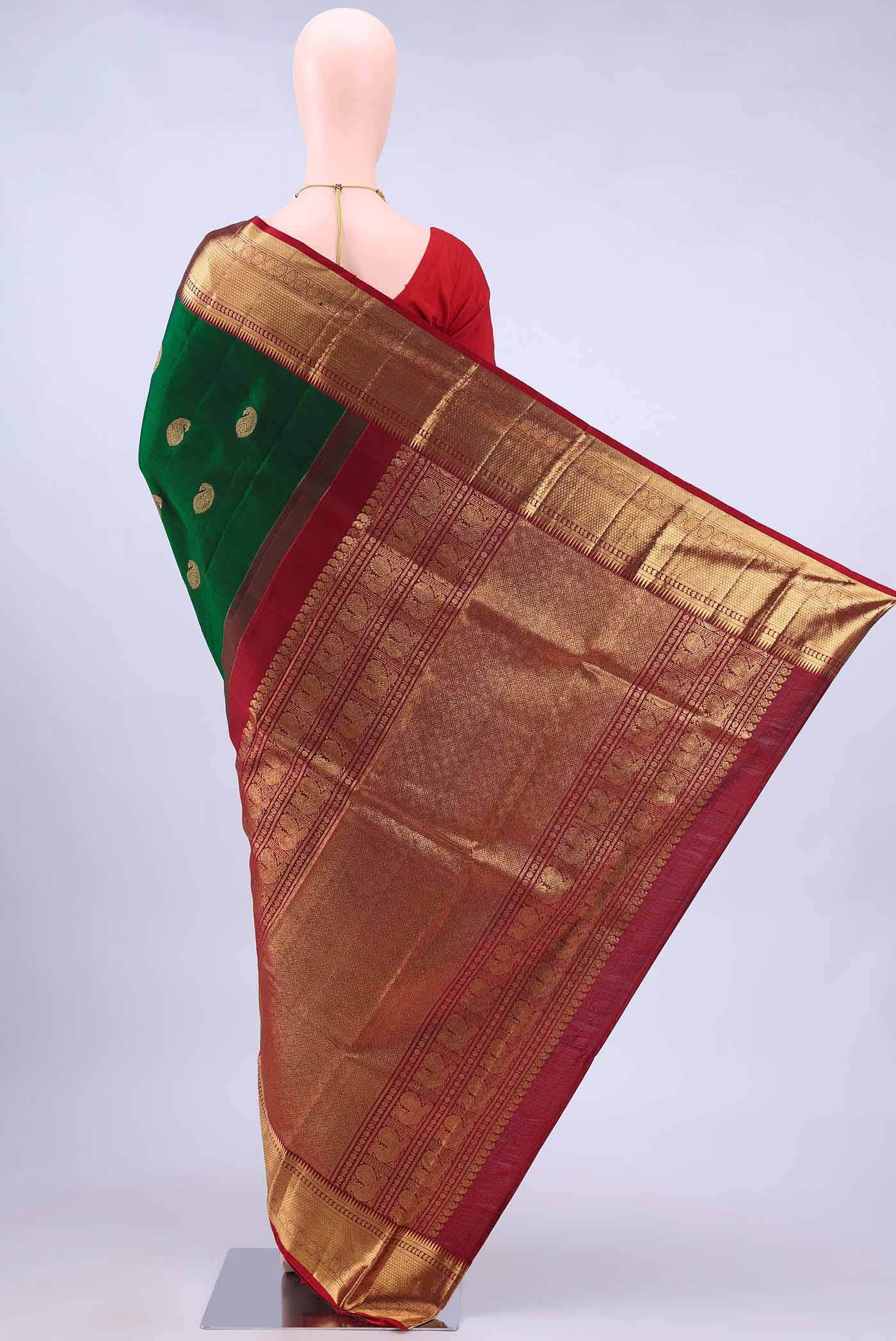 Bottle Green Kanchipuram Saree