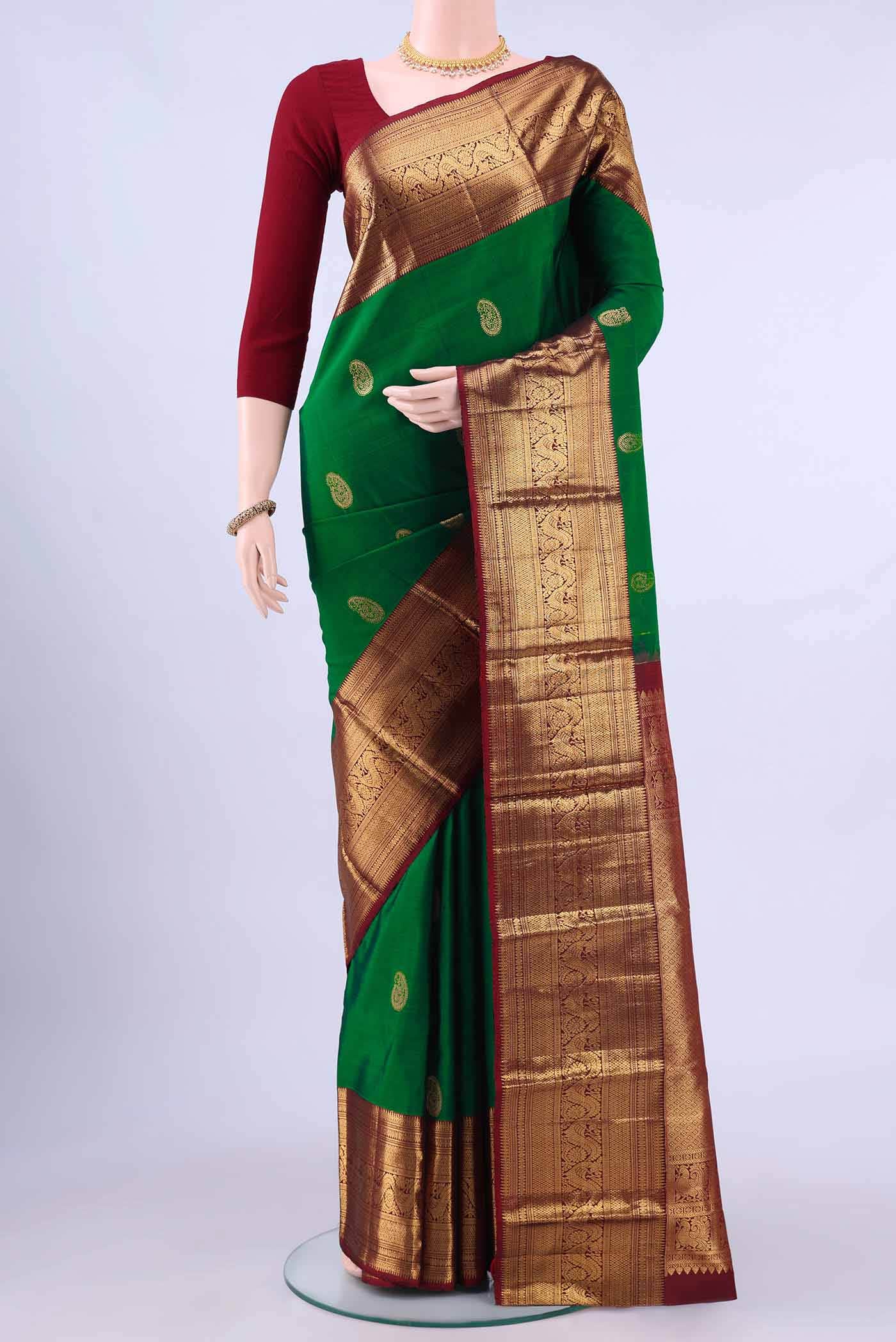 Bottle Green Kanchipuram Saree