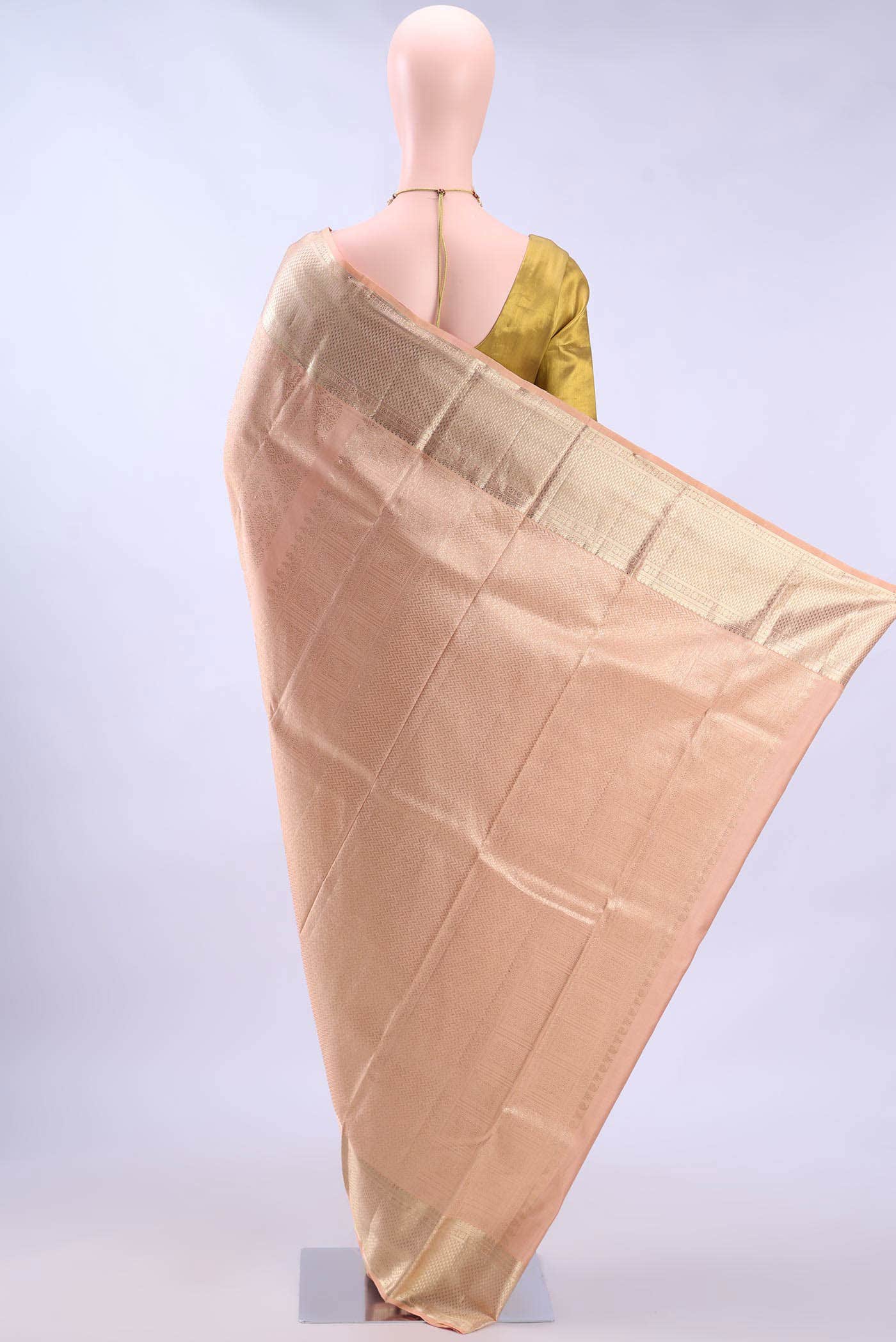 Golden Peach Kanchipuram Saree