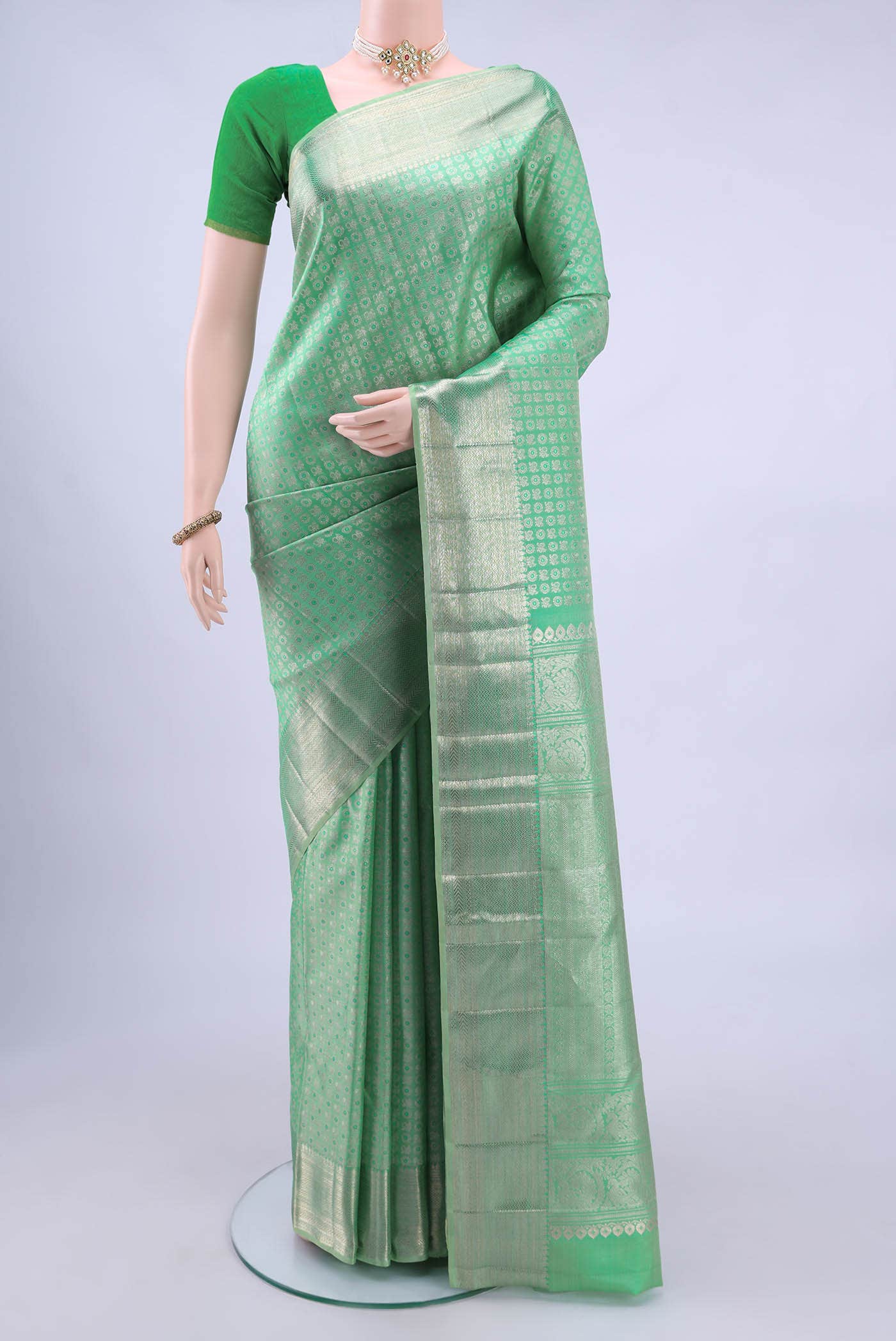 Mint Green Kanchipuram Saree