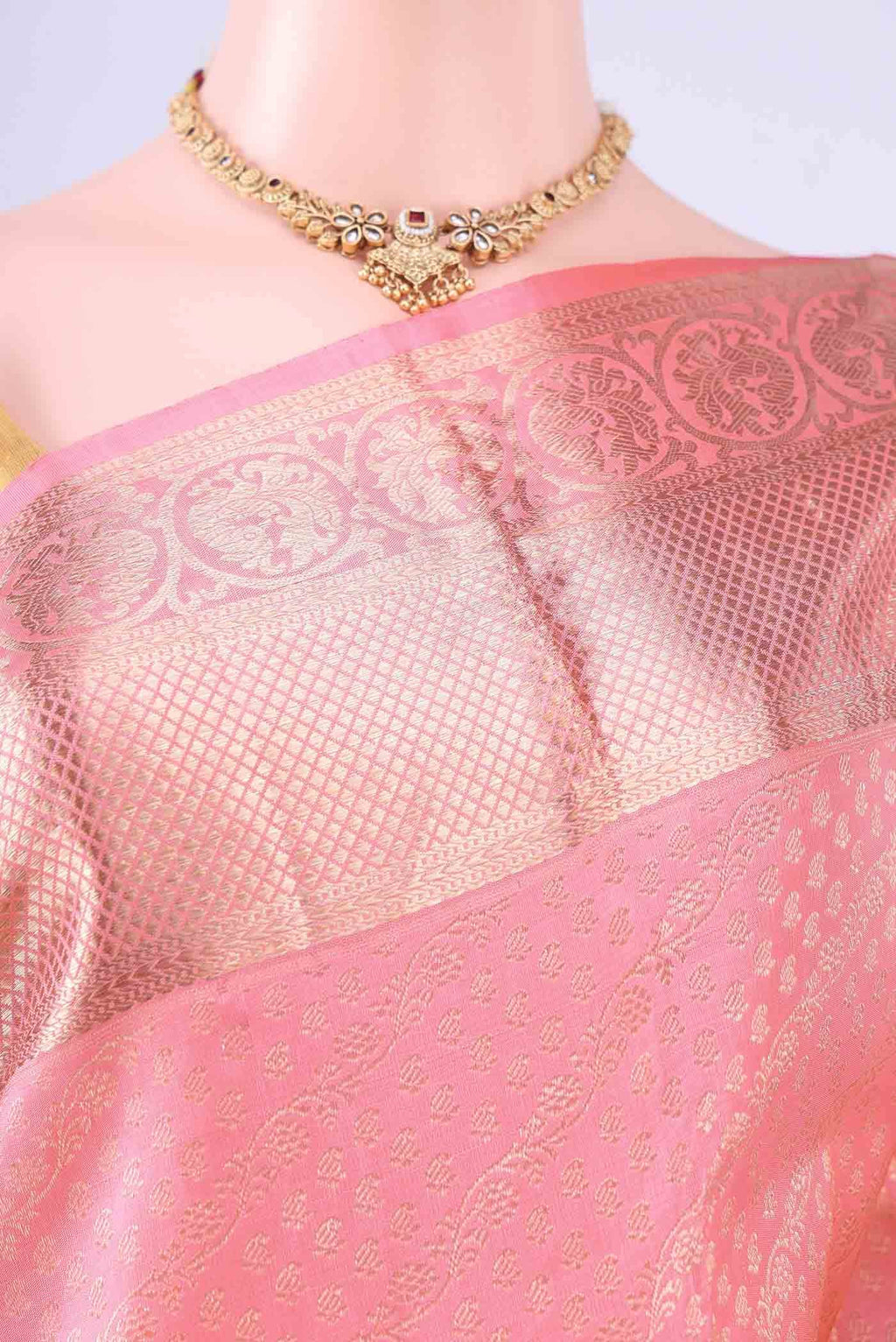 Peach Kanchipuram Silk Saree