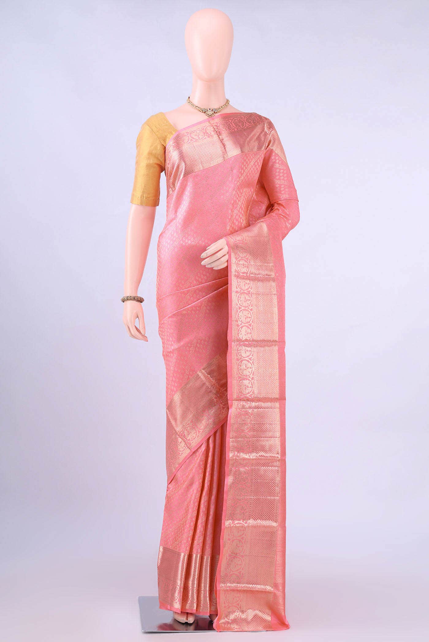 Peach Kanchipuram Silk Saree