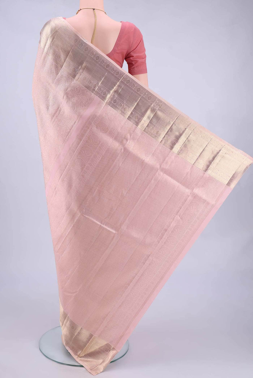 Golden Peach Blended Kanchipuram Silk Saree