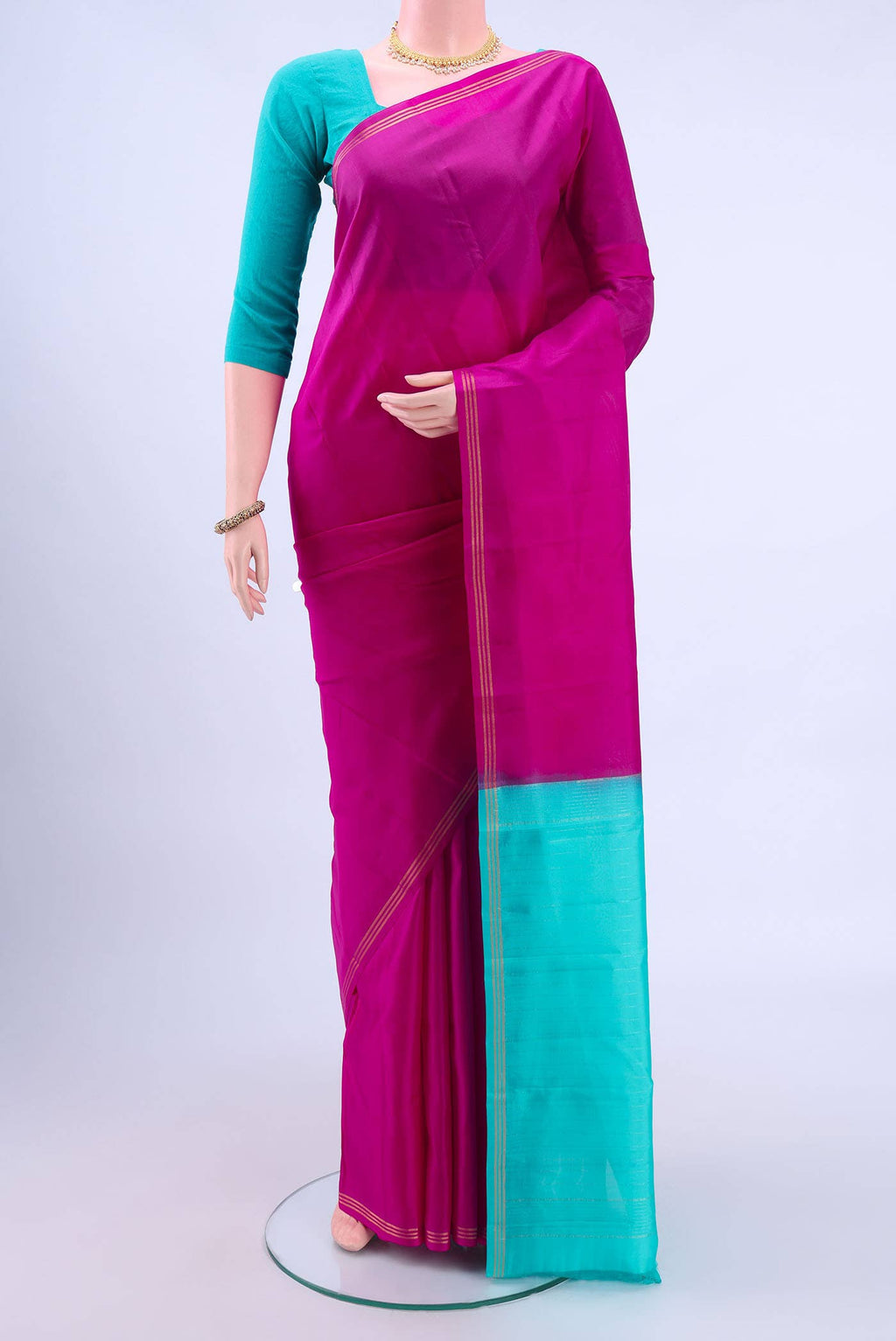 Rani Pink Dual Tone Nangavalli Silk [ Salem ] Saree