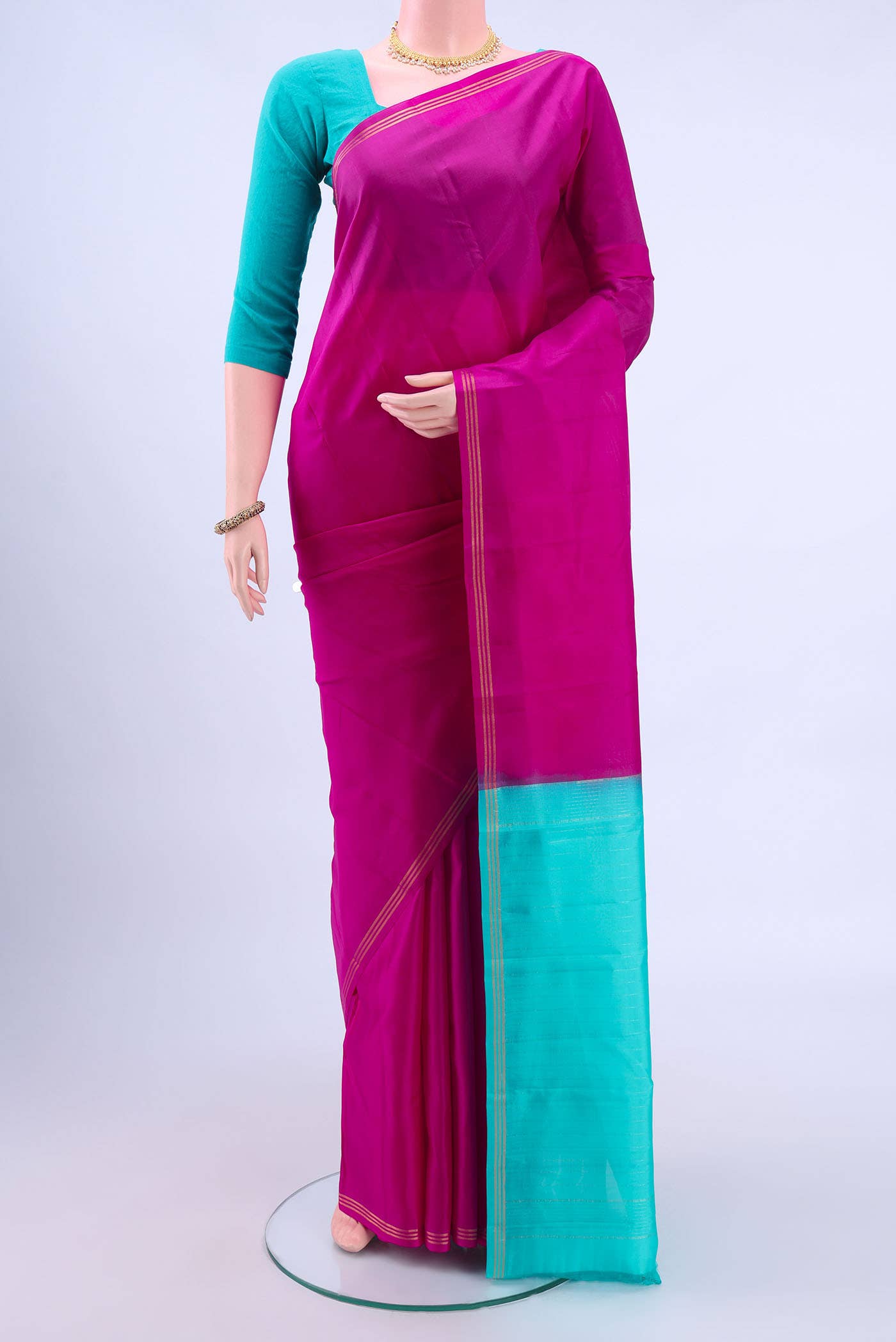 Rani Pink Dual Tone Nangavalli Silk [ Salem ] Saree
