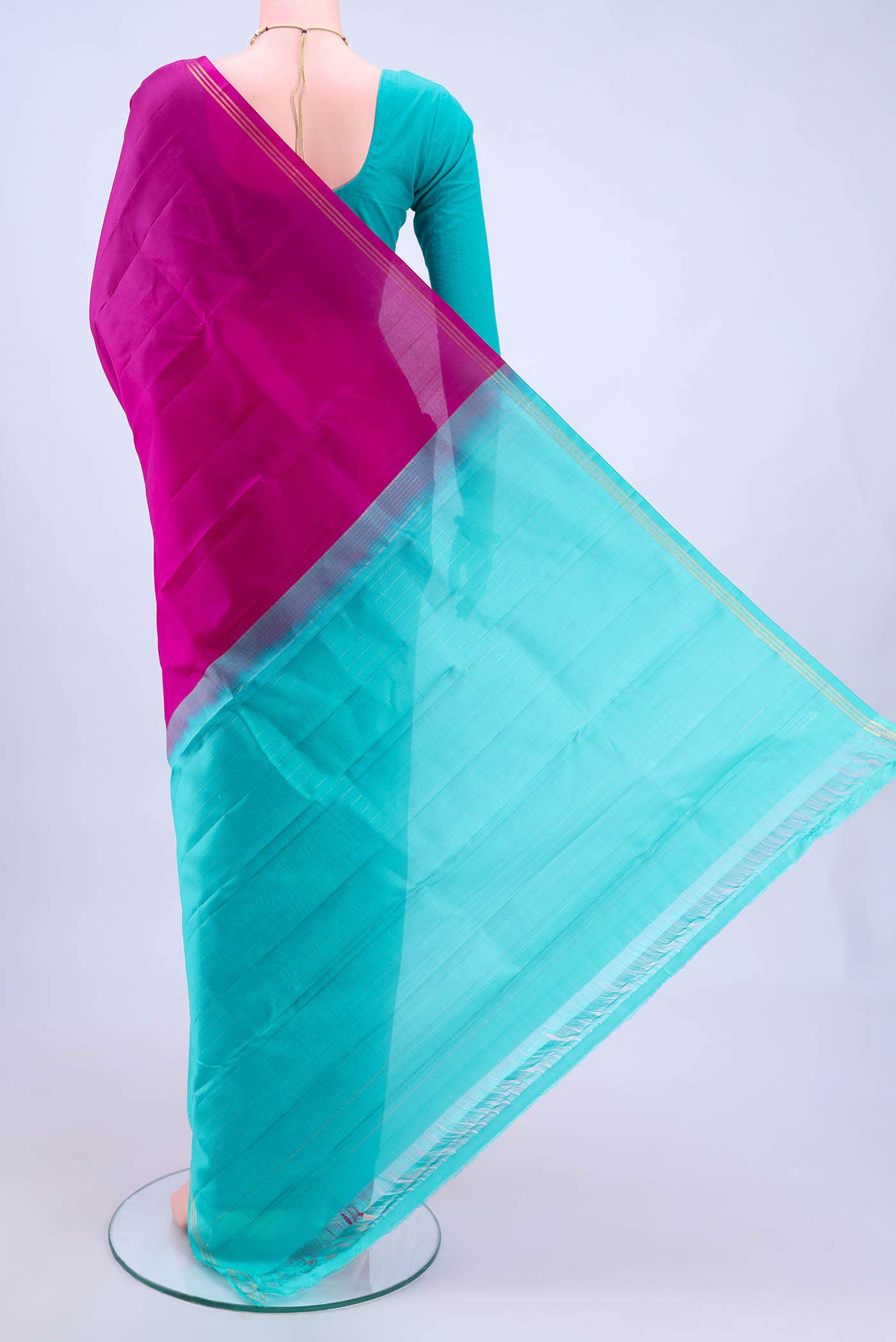 Rani Pink Dual Tone Nangavalli Silk [ Salem ] Saree