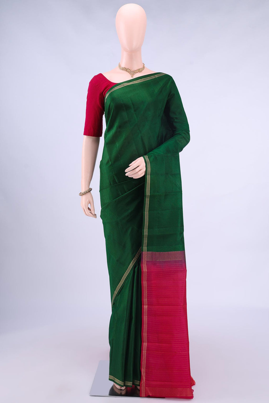 Bottle Green Dual Tone Nangavalli Silk [ Salem ] Saree