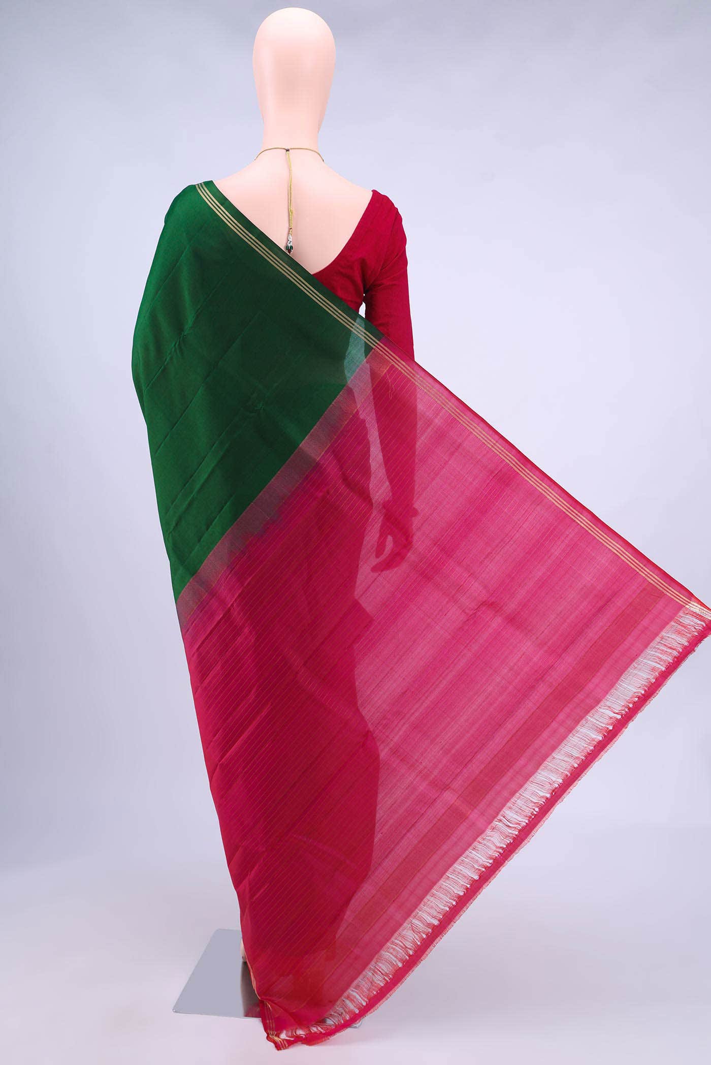 Bottle Green Dual Tone Nangavalli Silk [ Salem ] Saree