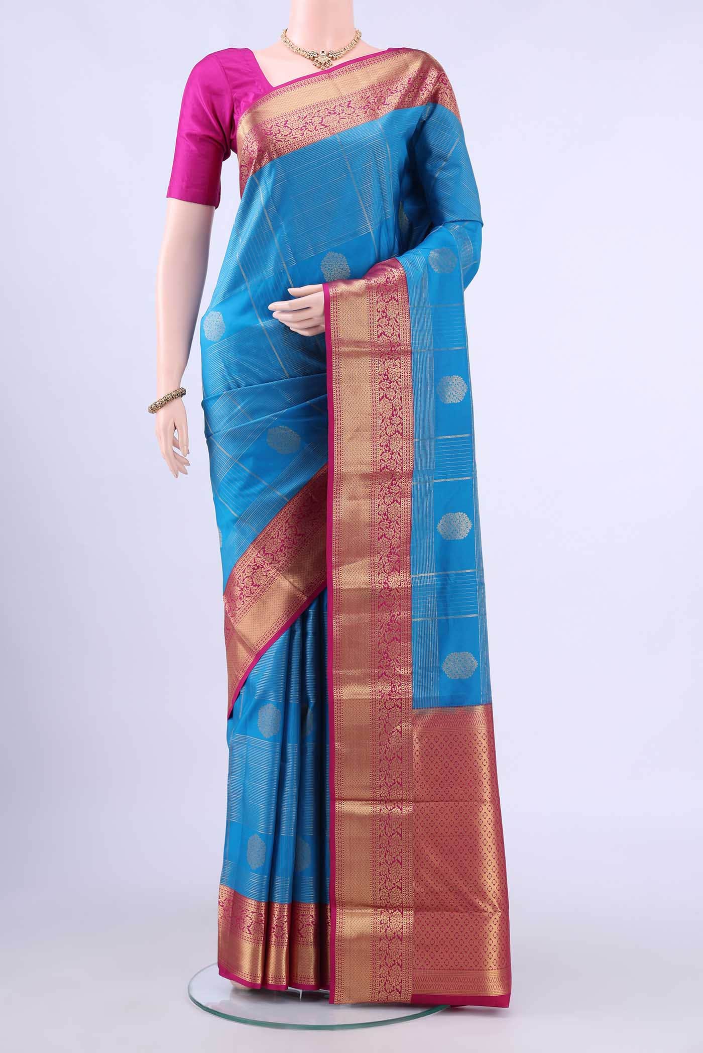 Blue Dual Tone Nangavalli Silk [ Salem ] Saree