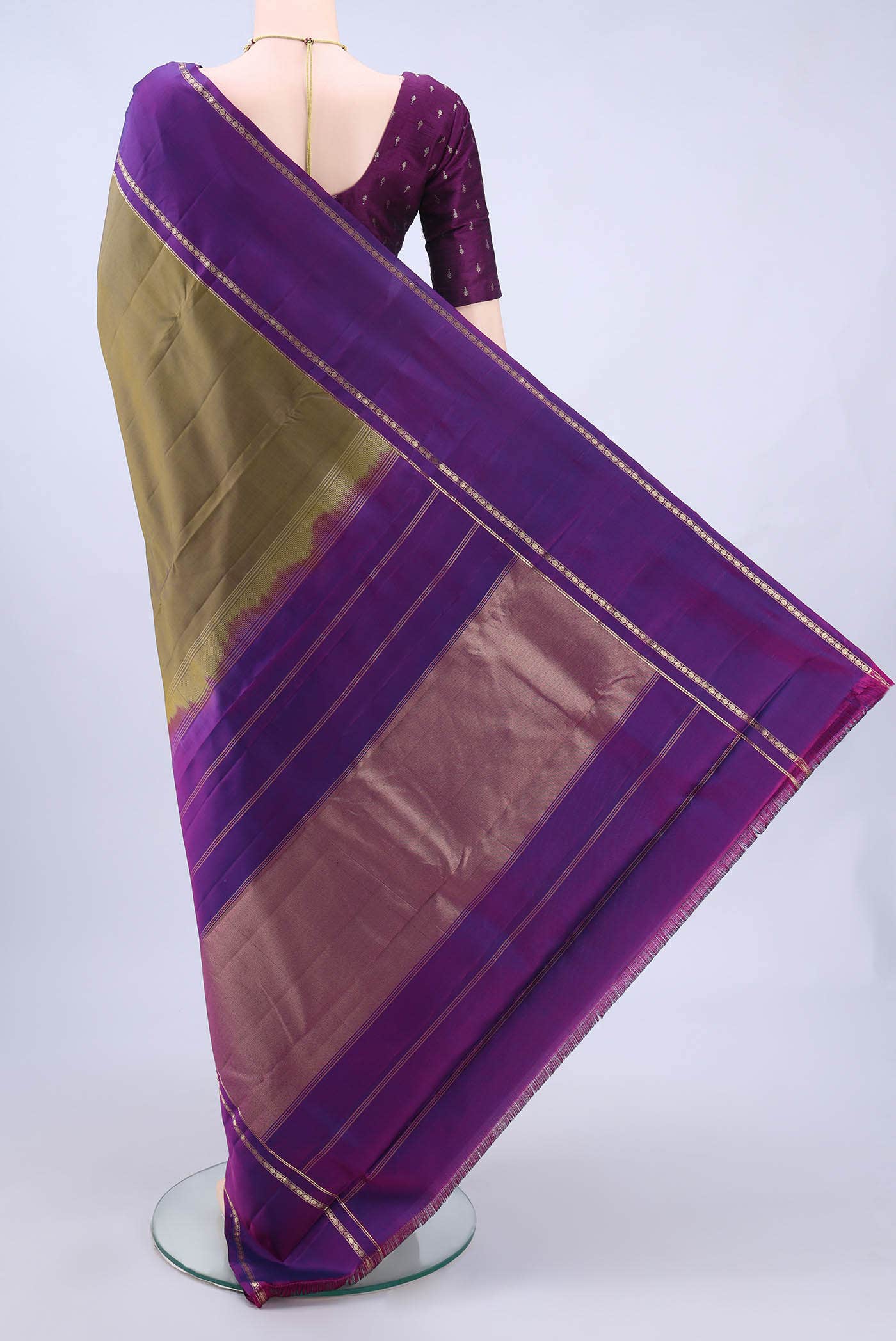 Mehandi Green Dual Tone Nangavalli Silk [ Salem ] Saree