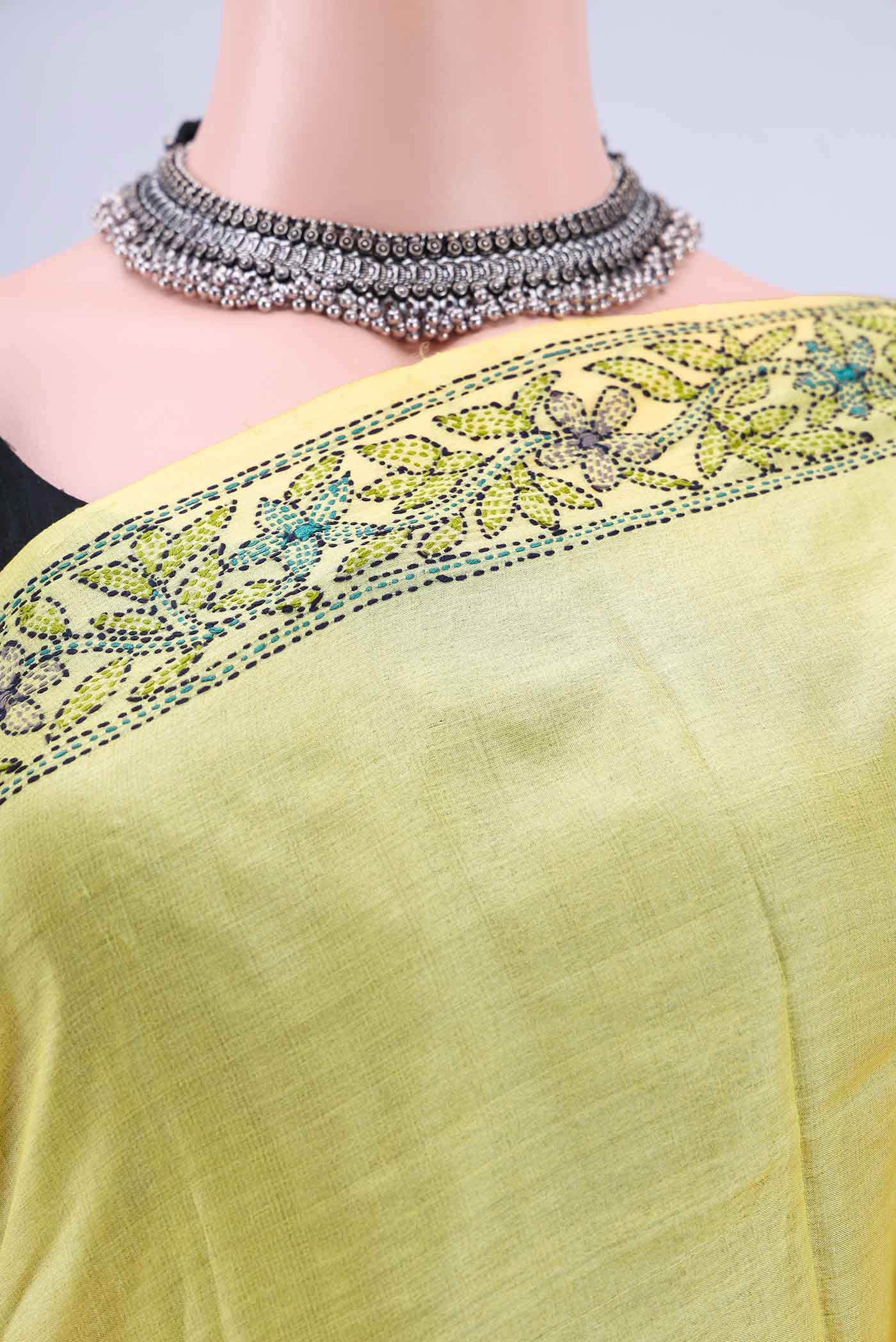 Yellow Banarasi Katan Silk Saree