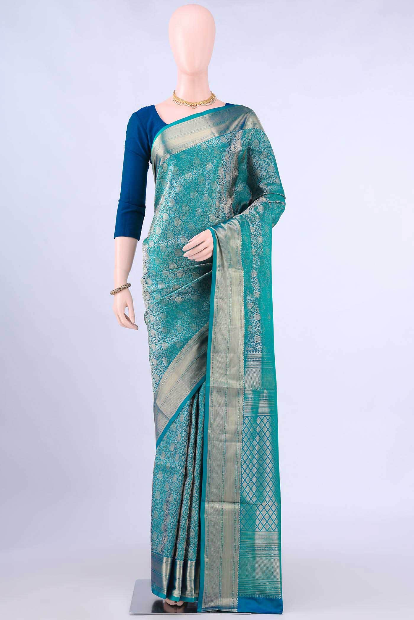 Peacock Blue Soft Silk Saree
