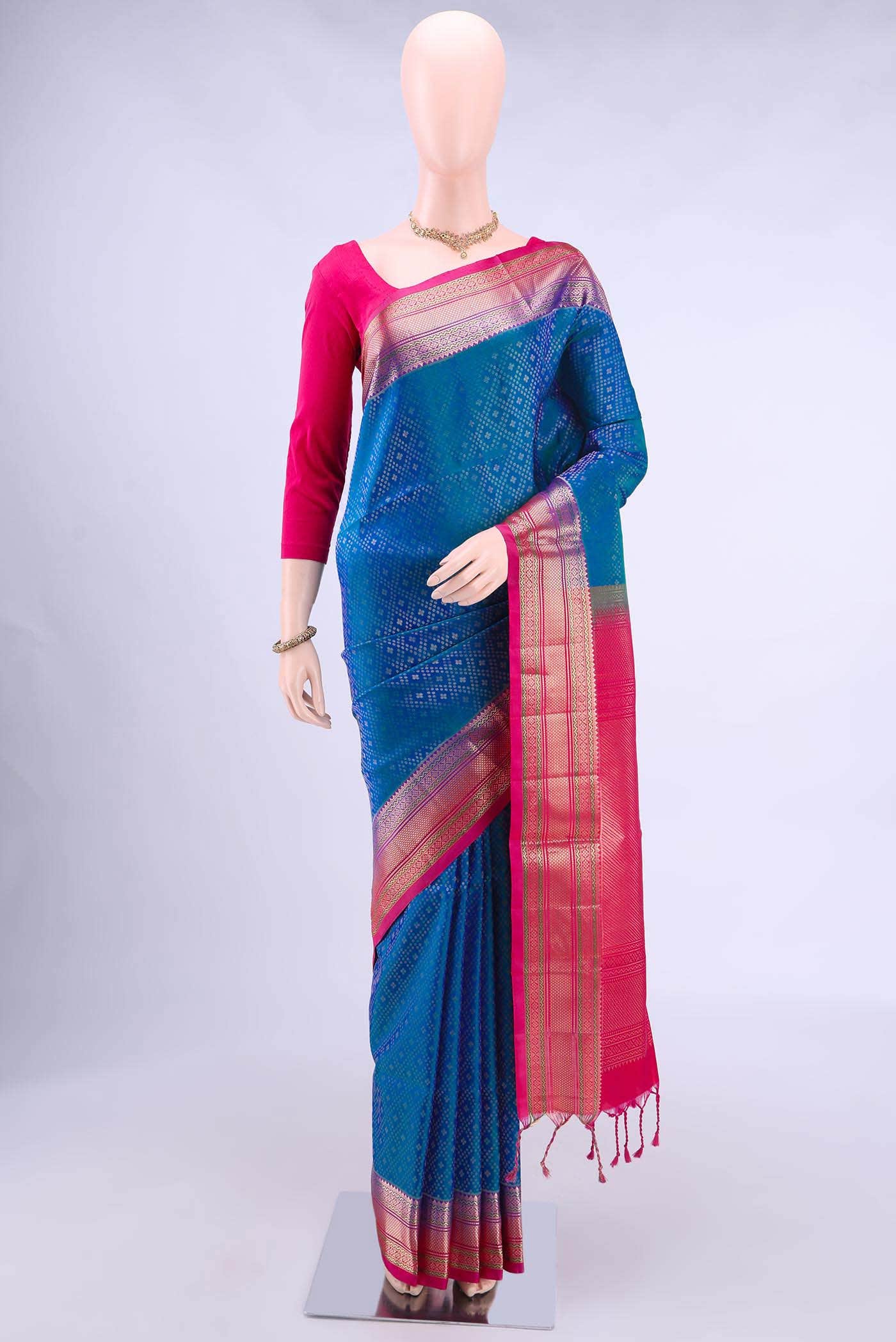 Peacock Blue Soft Silk Saree