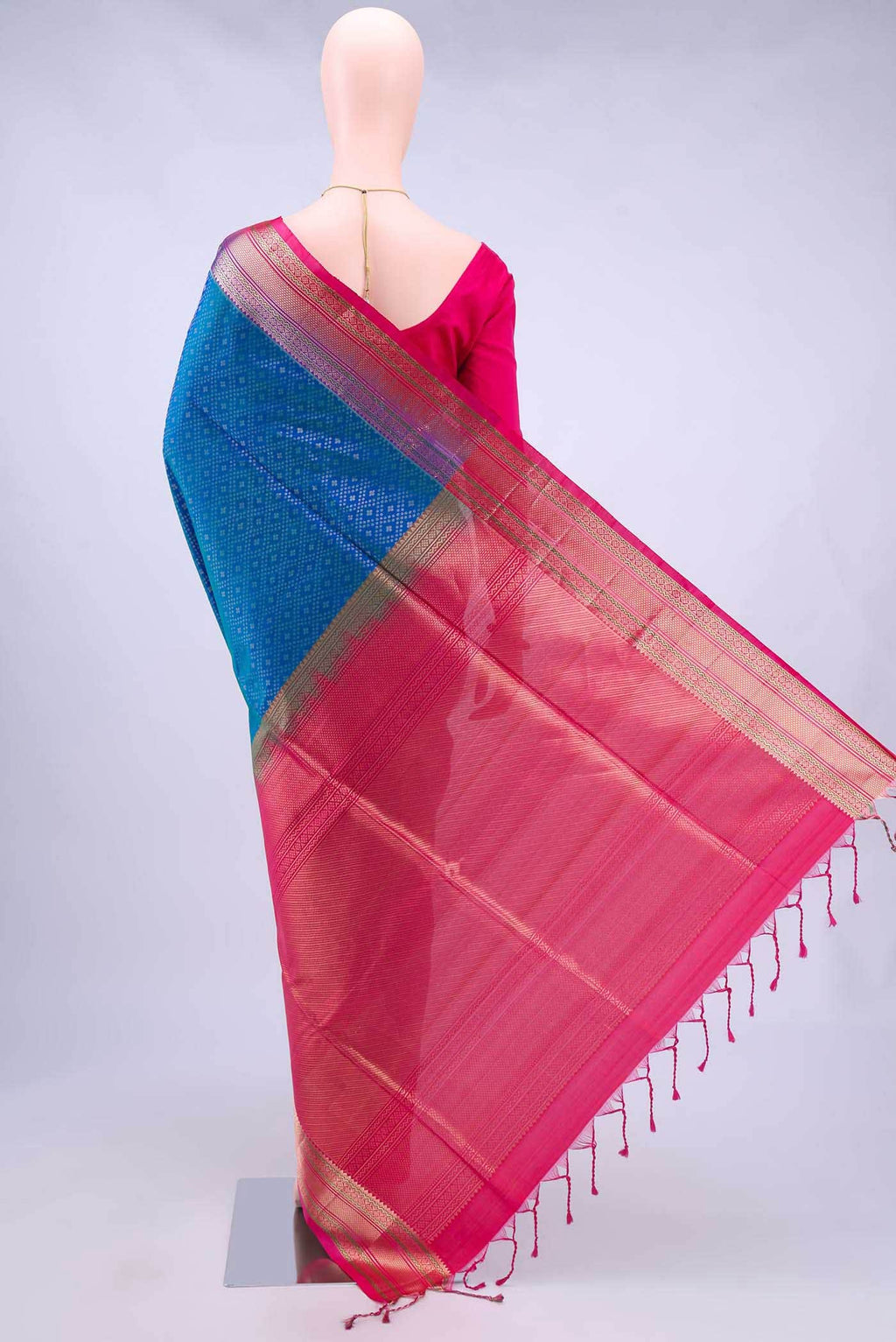 Peacock Blue Soft Silk Saree