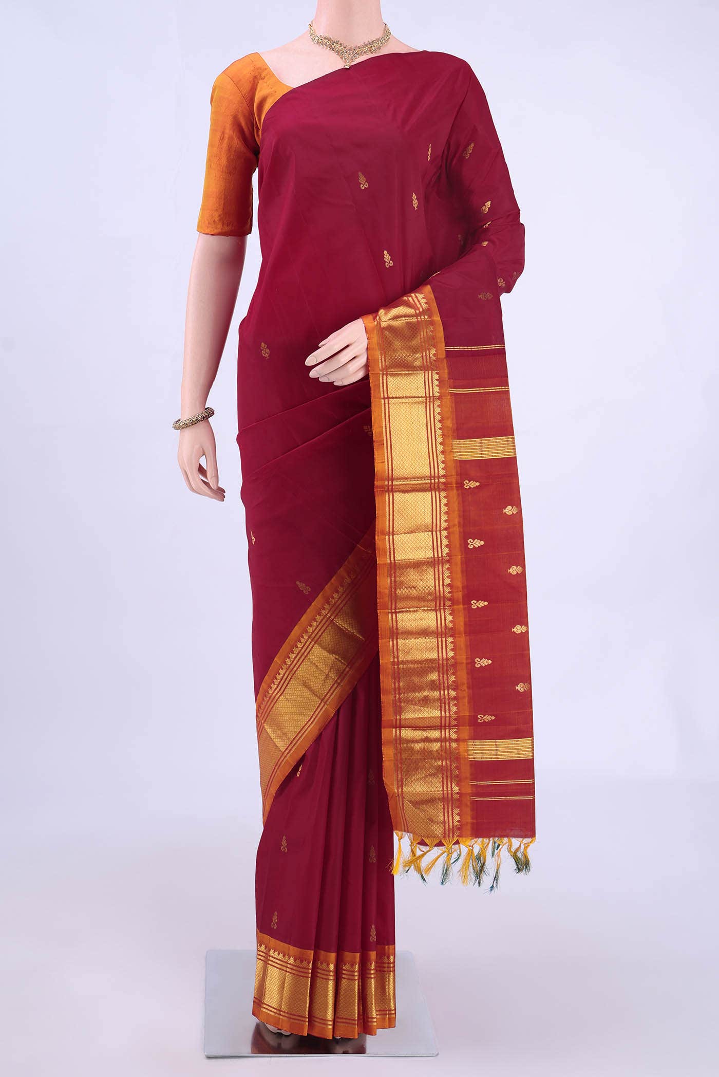 Maroon Kanchipuram Silk Saree