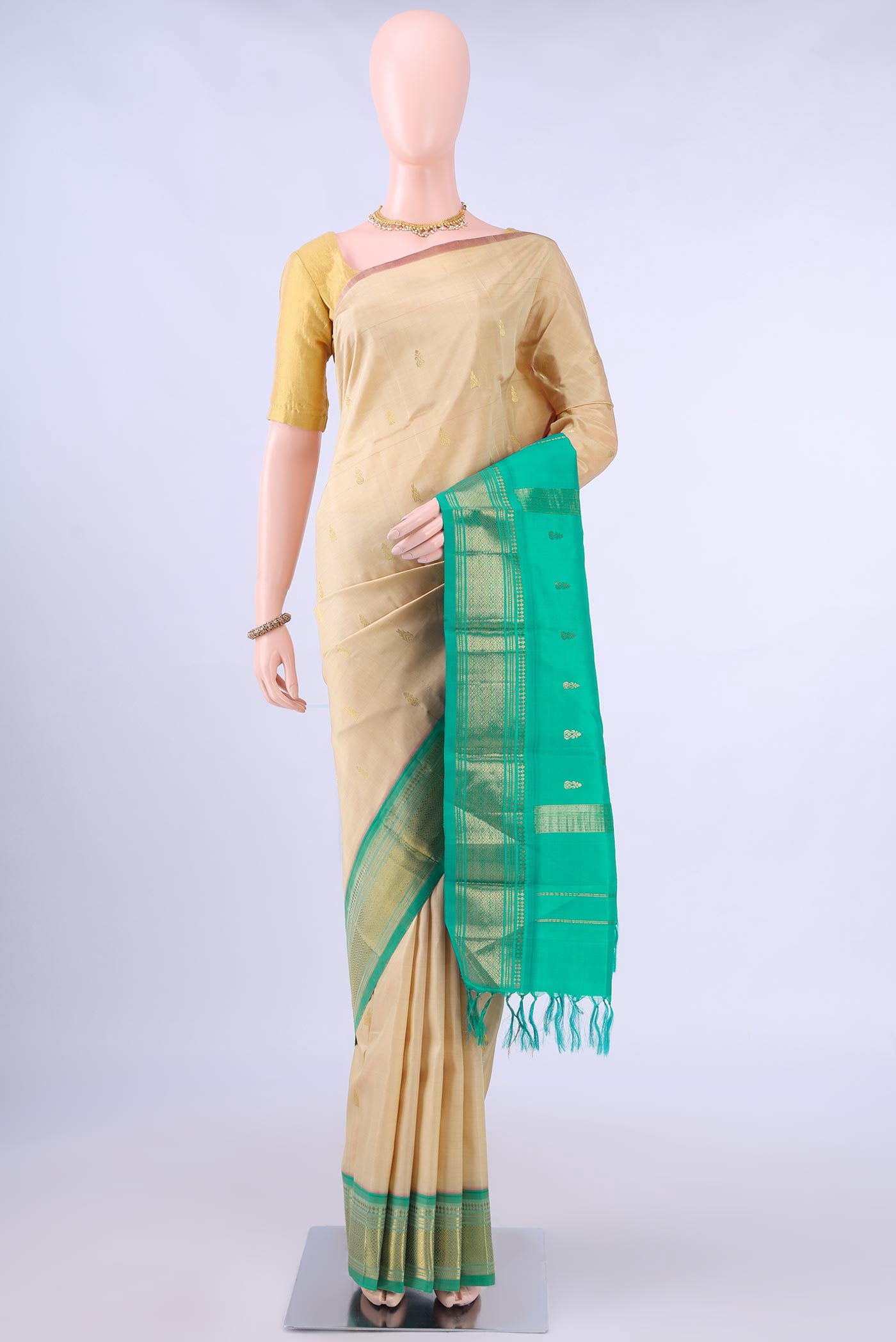 Beige Kanchipuram Saree