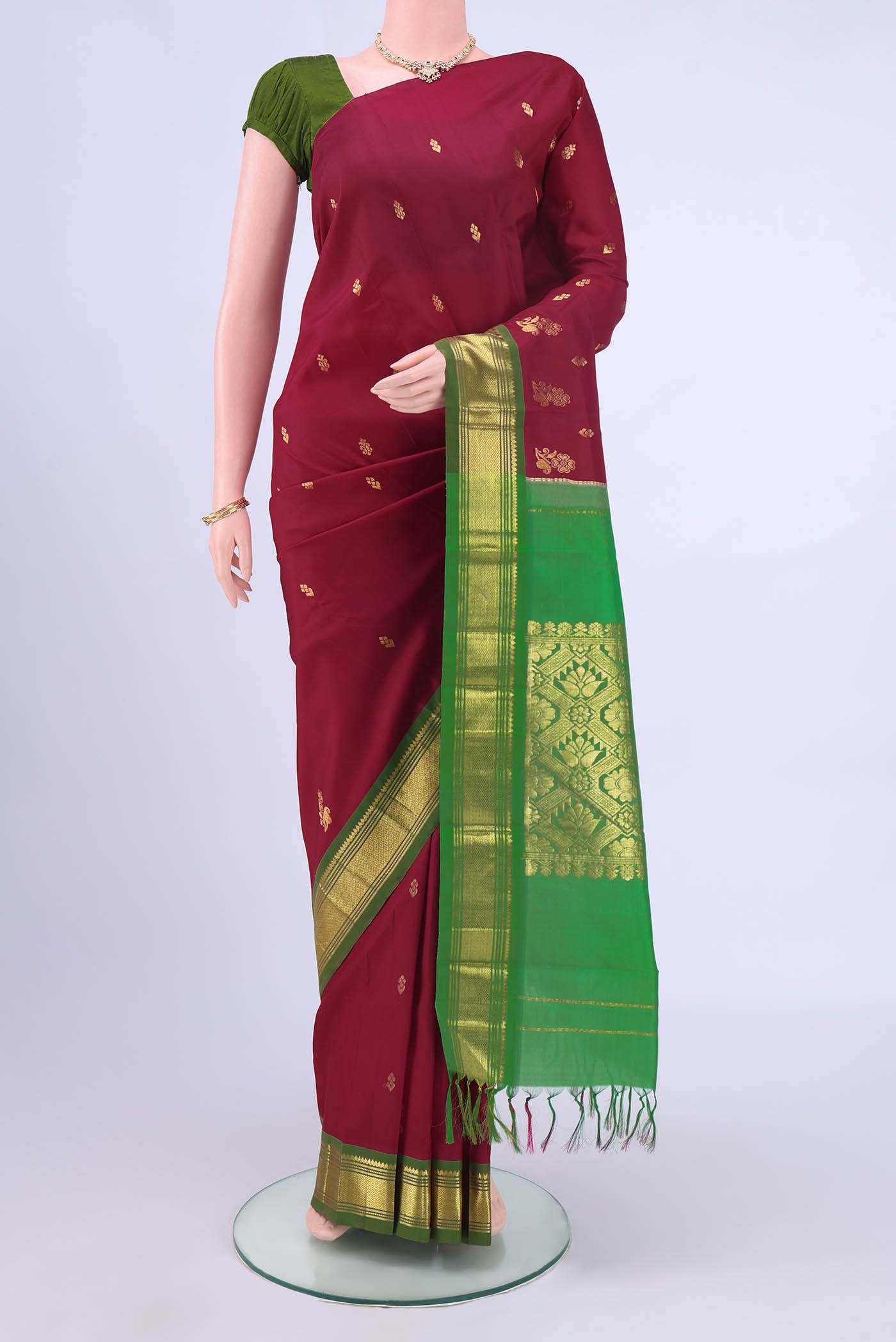 Maroon Kanchipuram Silk Saree